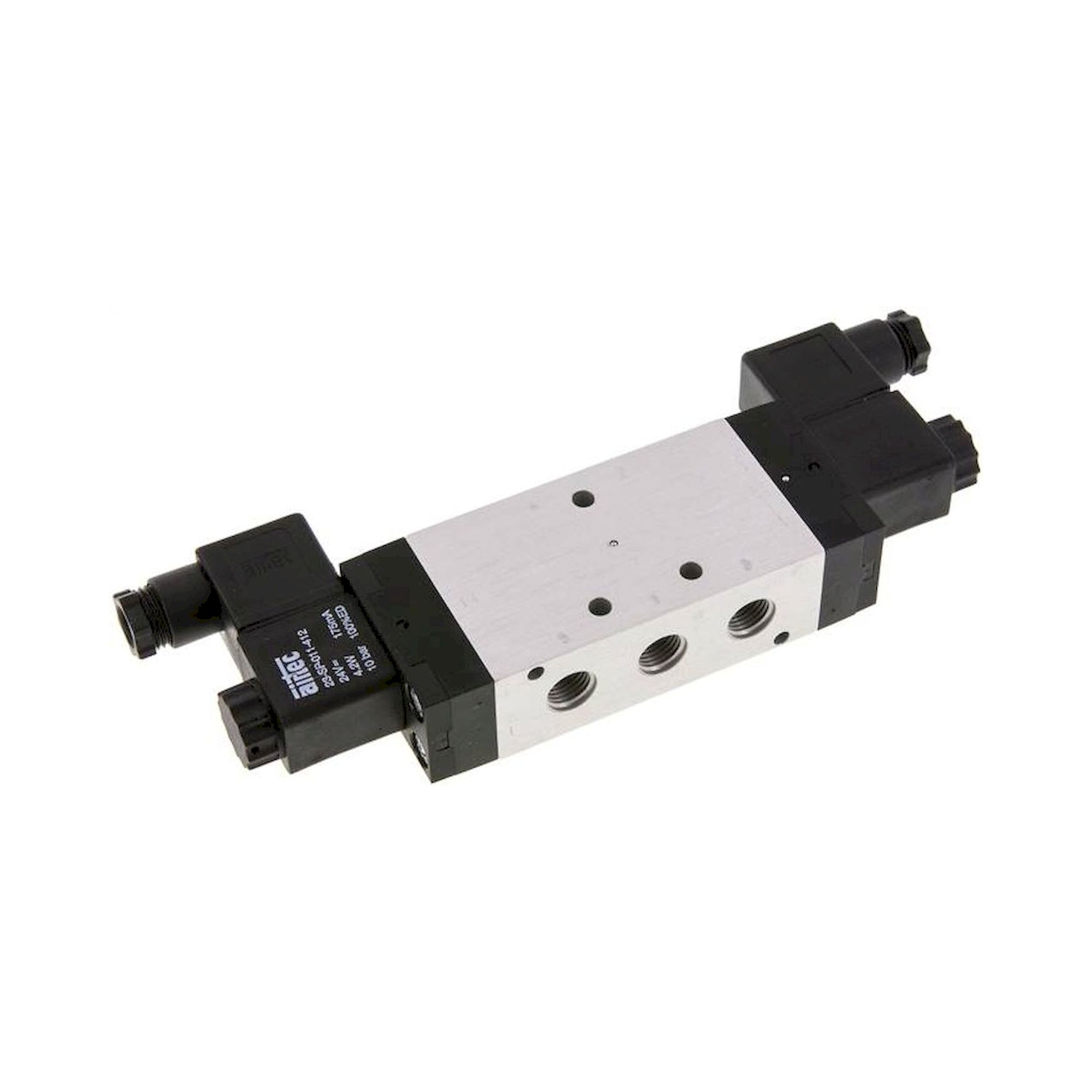 Airtec KM 10530HN 115V. 5/3-Wege Magnetventil, G 1/4", Mittelstellung geschlossen, 115 V AC, Standard