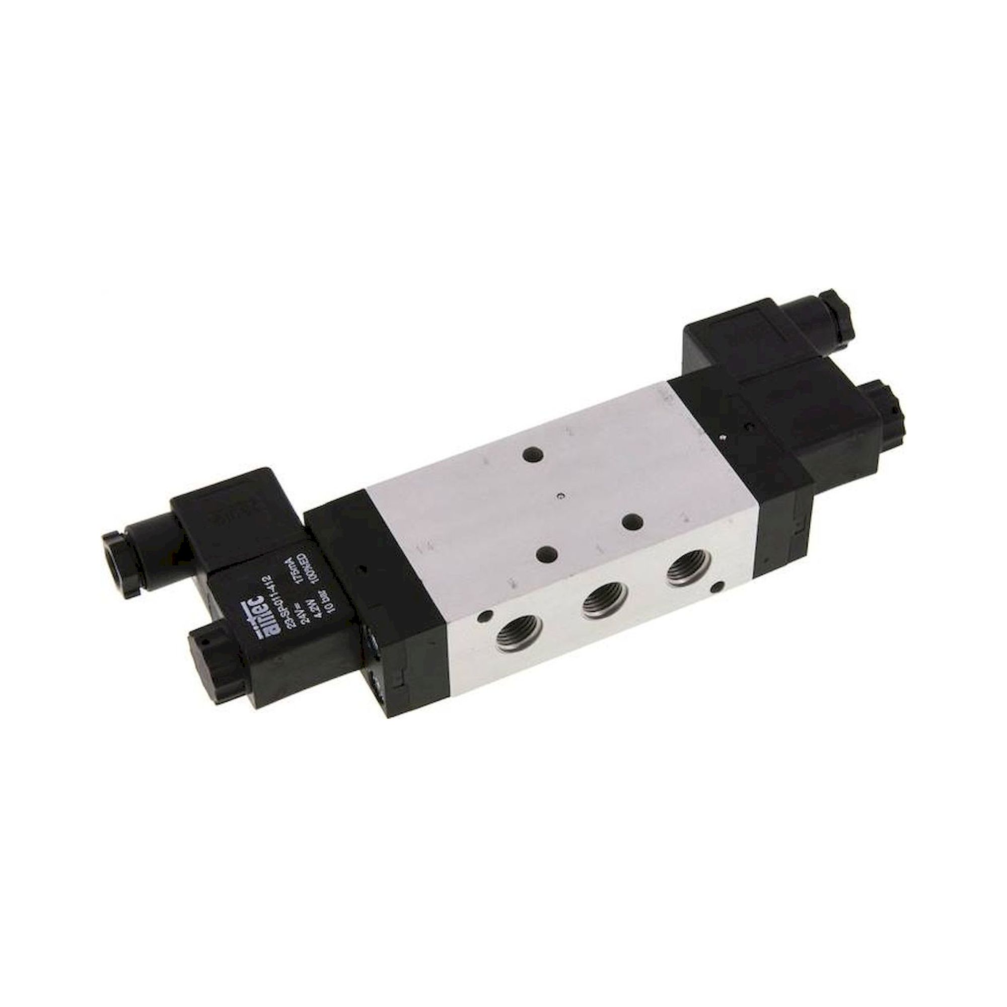 Airtec KM 10533HN 24V=. 5/3-Wege Magnetventil, G 1/4", Mittelstellung entlüftet, 24 V DC, Standard