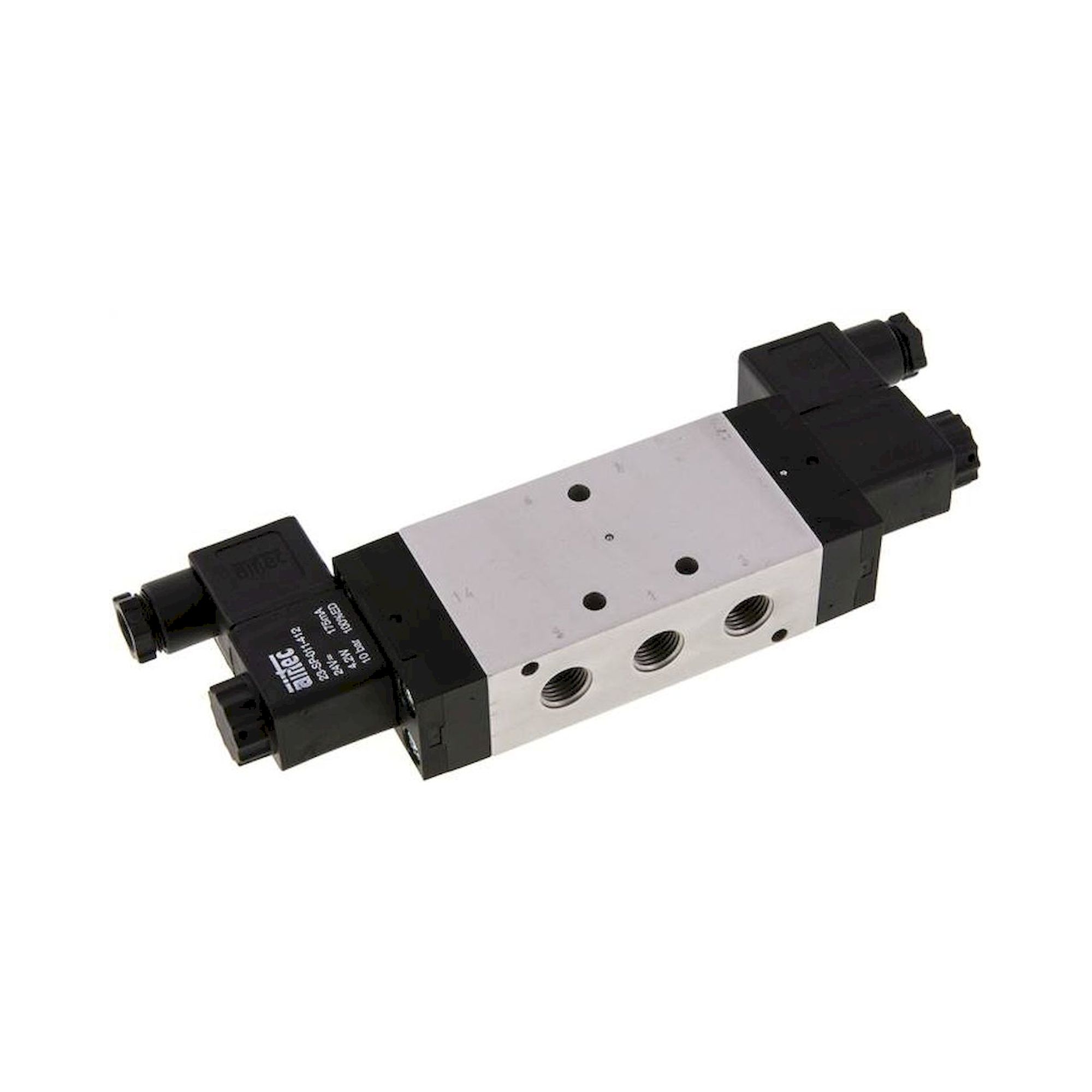 Airtec KM 10534HN 24V=. 5/3-Wege Magnetventil, G 1/4", Mittelstellung belüftet, 24 V DC, Standard