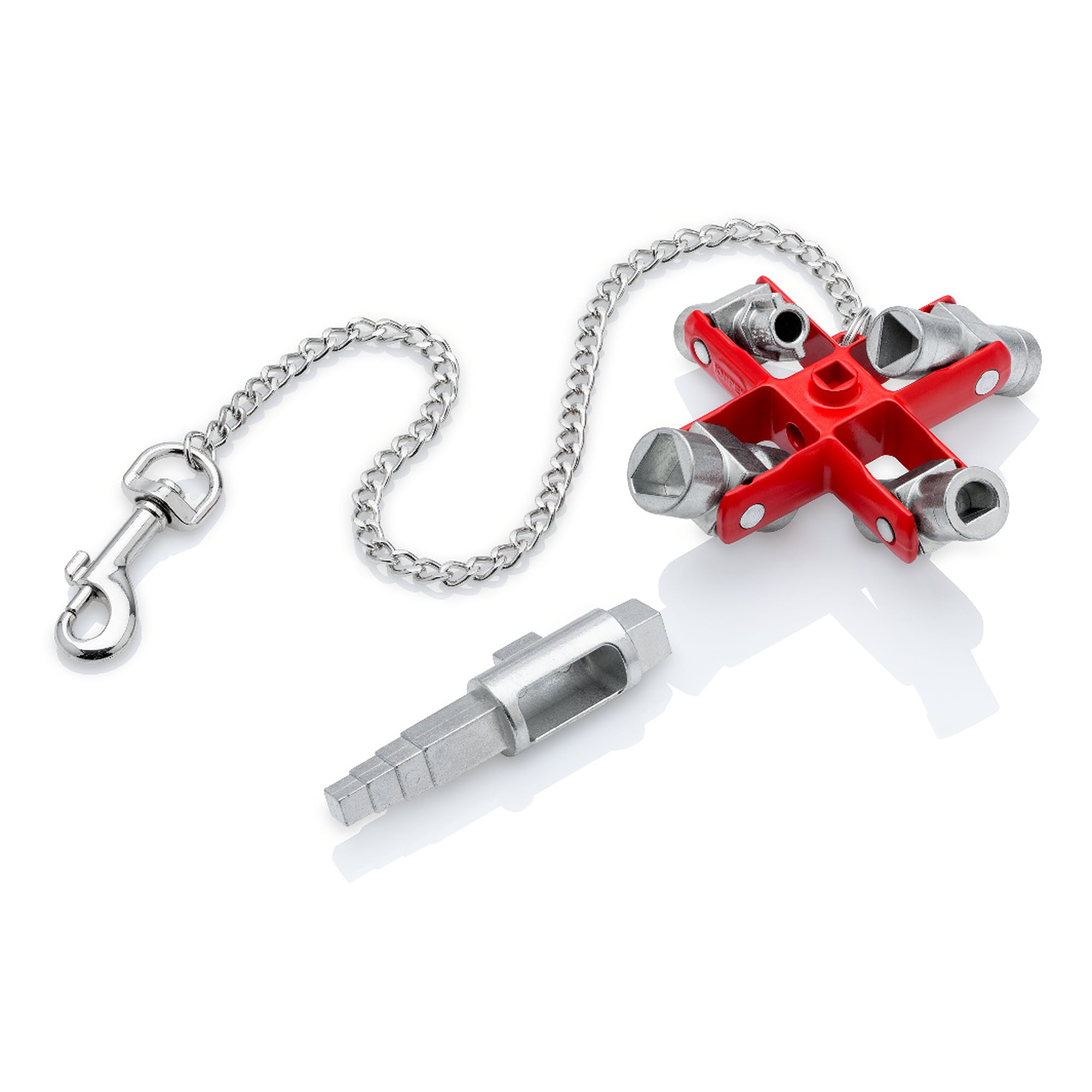 Universal key Construction for 7 locking systems, with PZ attachment and chain, 96 mm