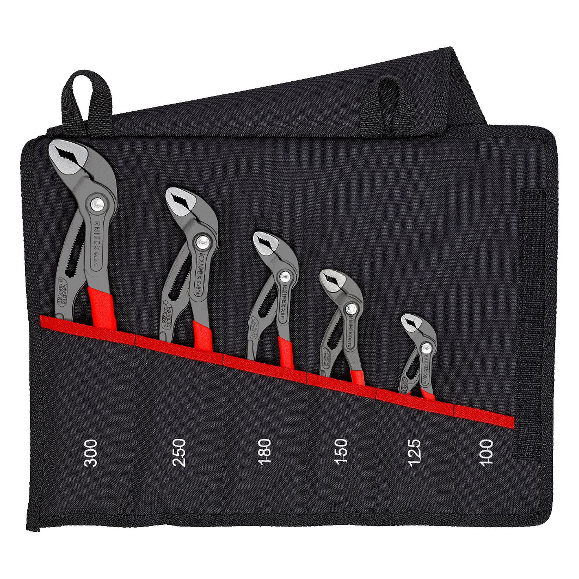 Jeu KNIPEX Cobra 5 pièces en trousse, pinces multiprises 125 à 300 mm