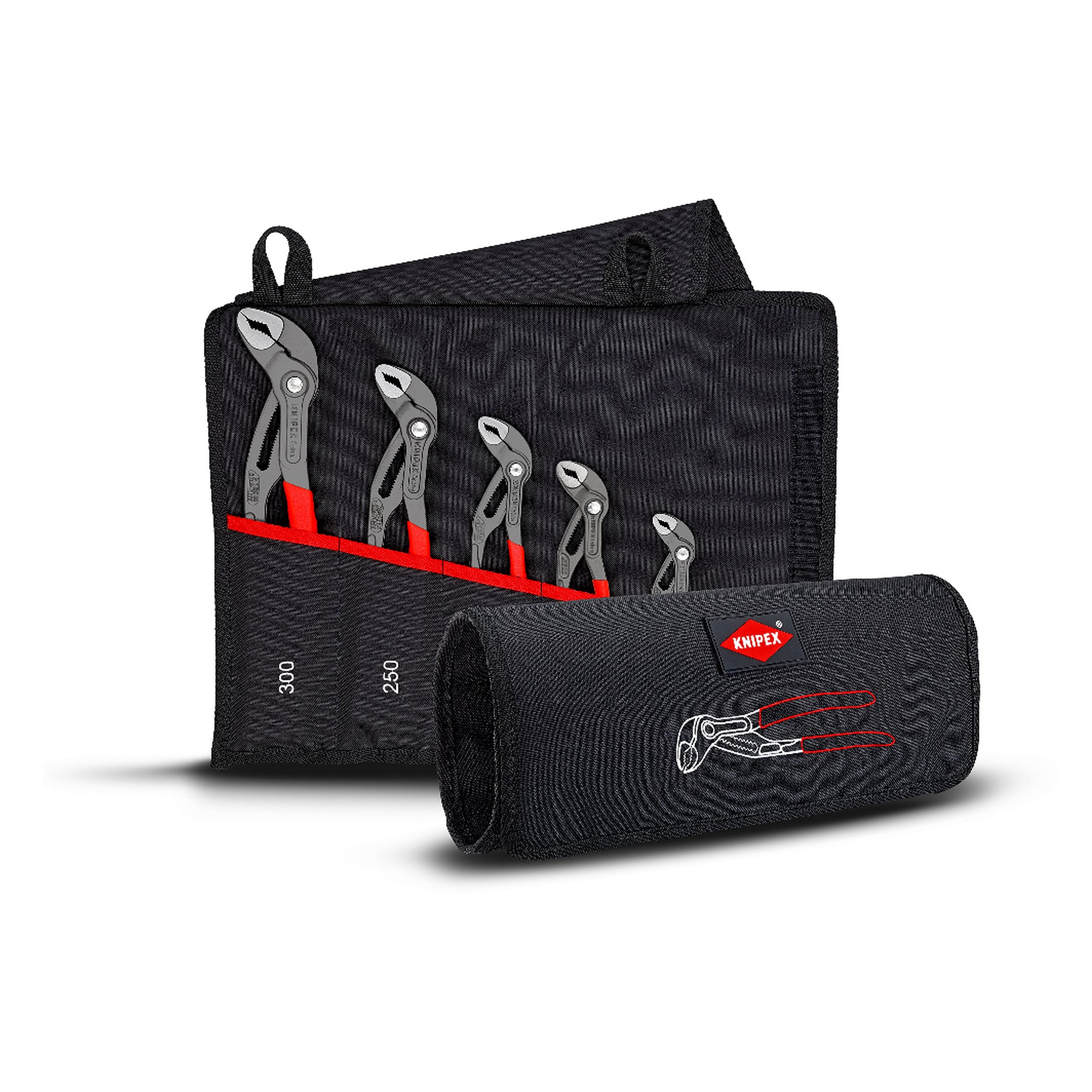 Jeu KNIPEX Cobra 5 pièces en trousse, pinces multiprises 125 à 300 mm