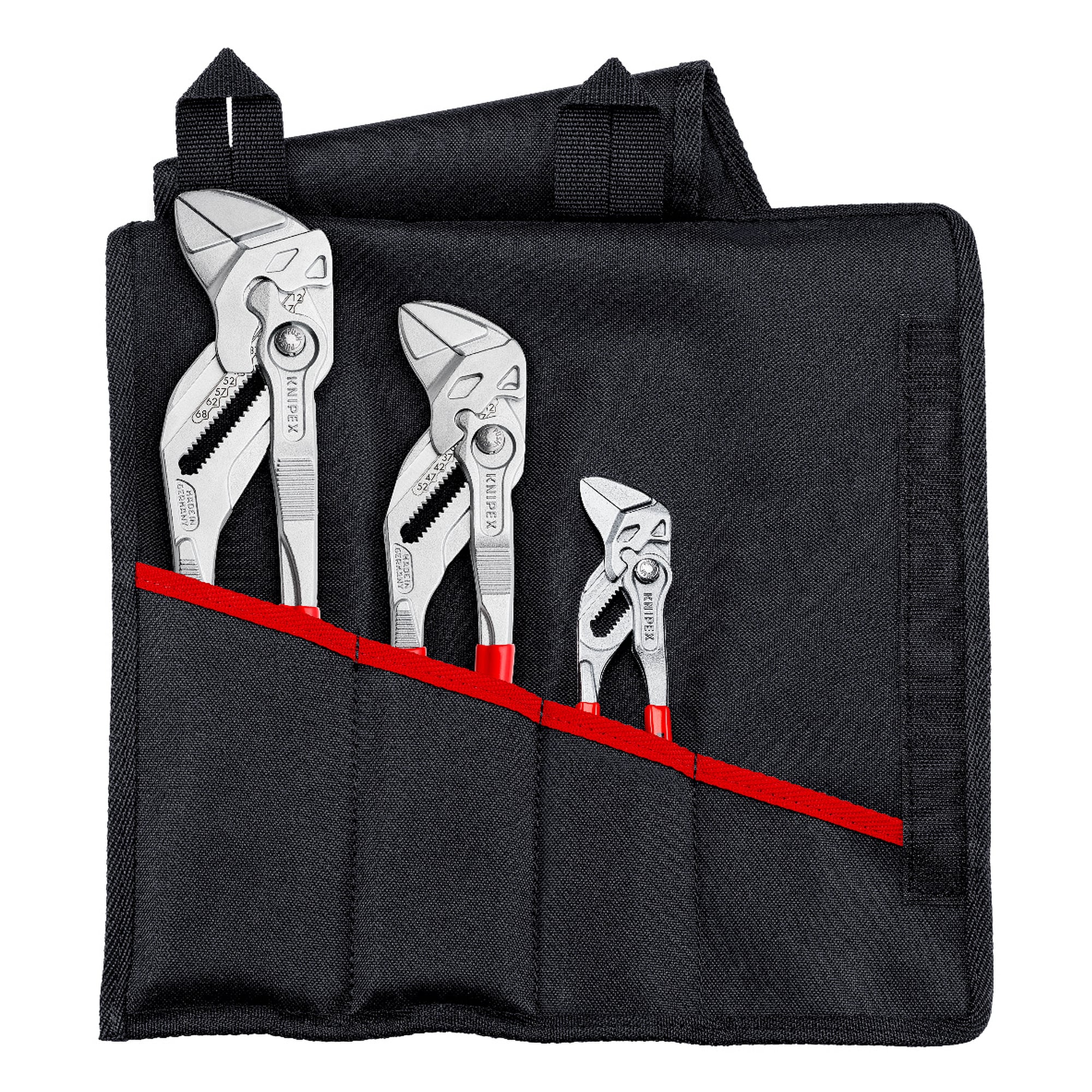 Zangenschlüssel-Set 3-teilig mit 150, 250 und 300 mm in Rolltasche