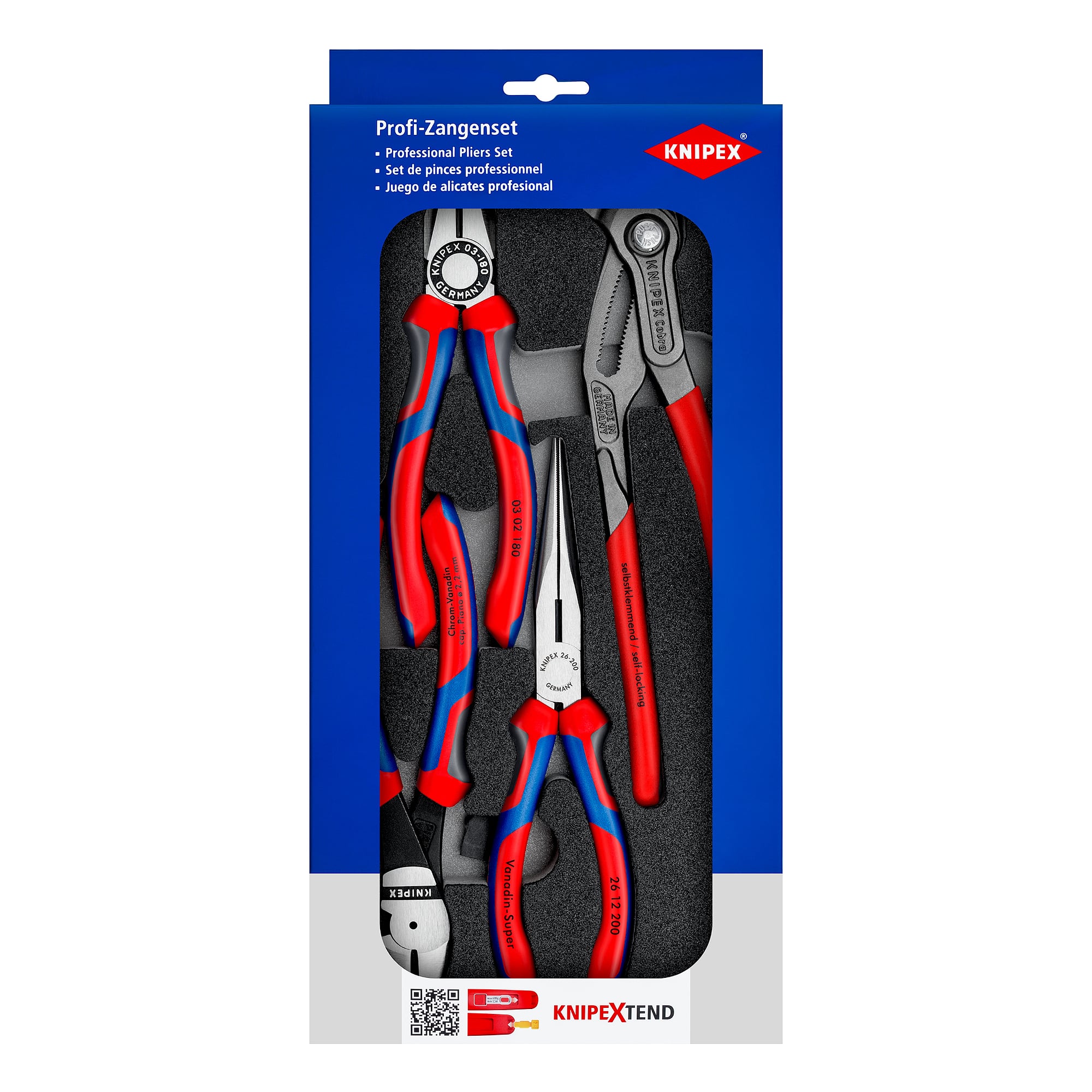 Pliers set Basic, 4 pliers in a foam tray 335 x 165 mm
