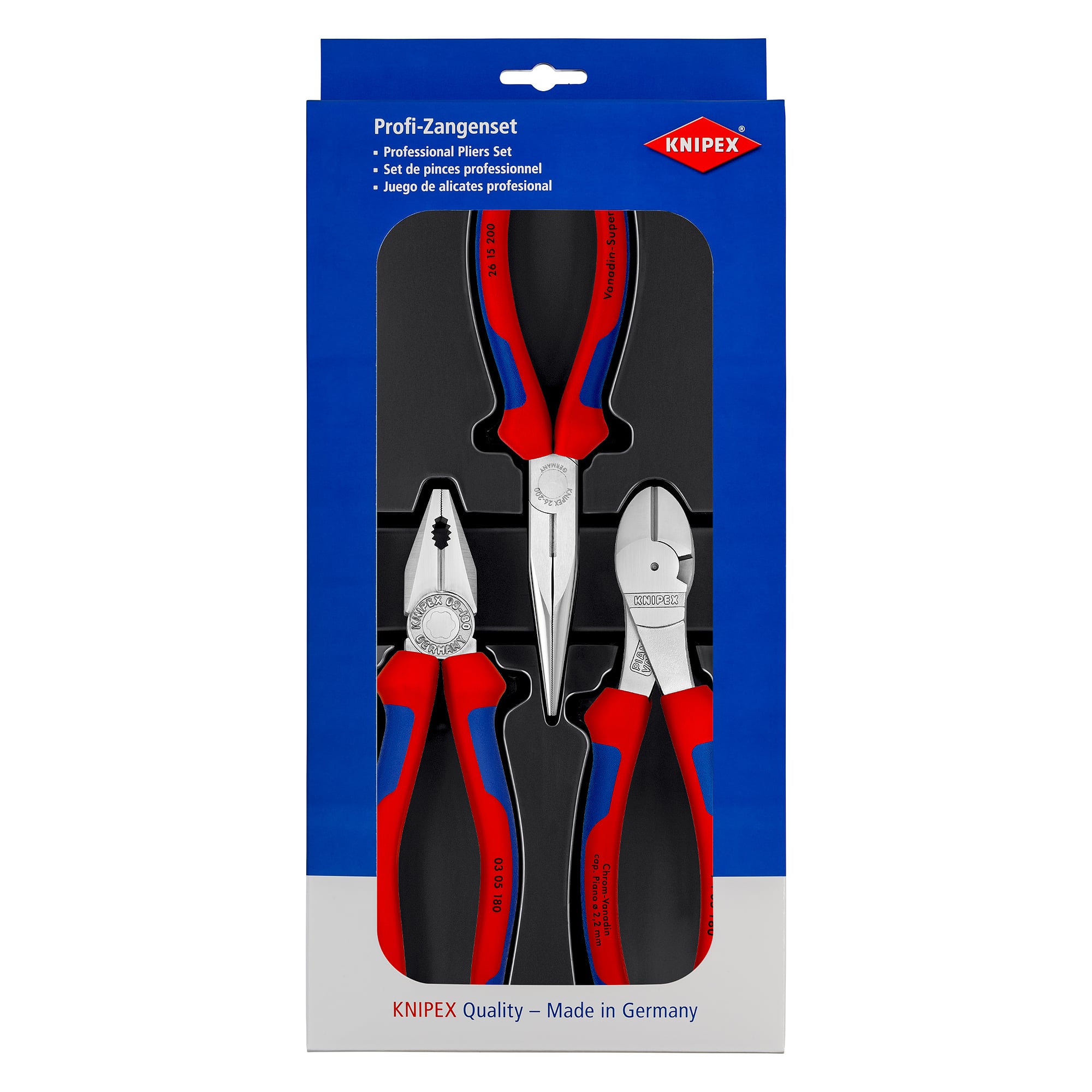 Jeu de 3 pinces Les essentiels 26 15 200, 03 05 180 et 74 05 180, 870 g