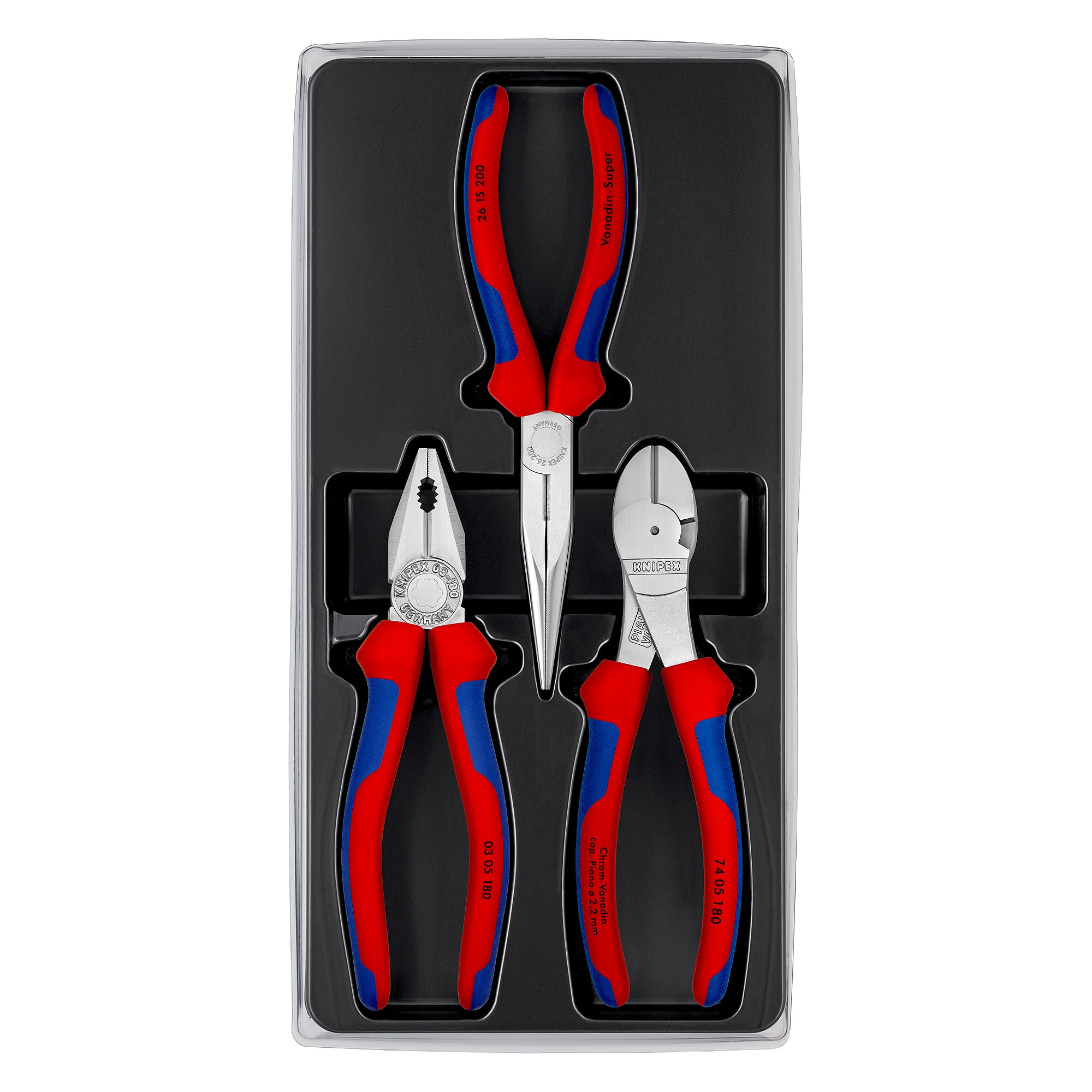 Jeu de 3 pinces Les essentiels 26 15 200, 03 05 180 et 74 05 180, 870 g