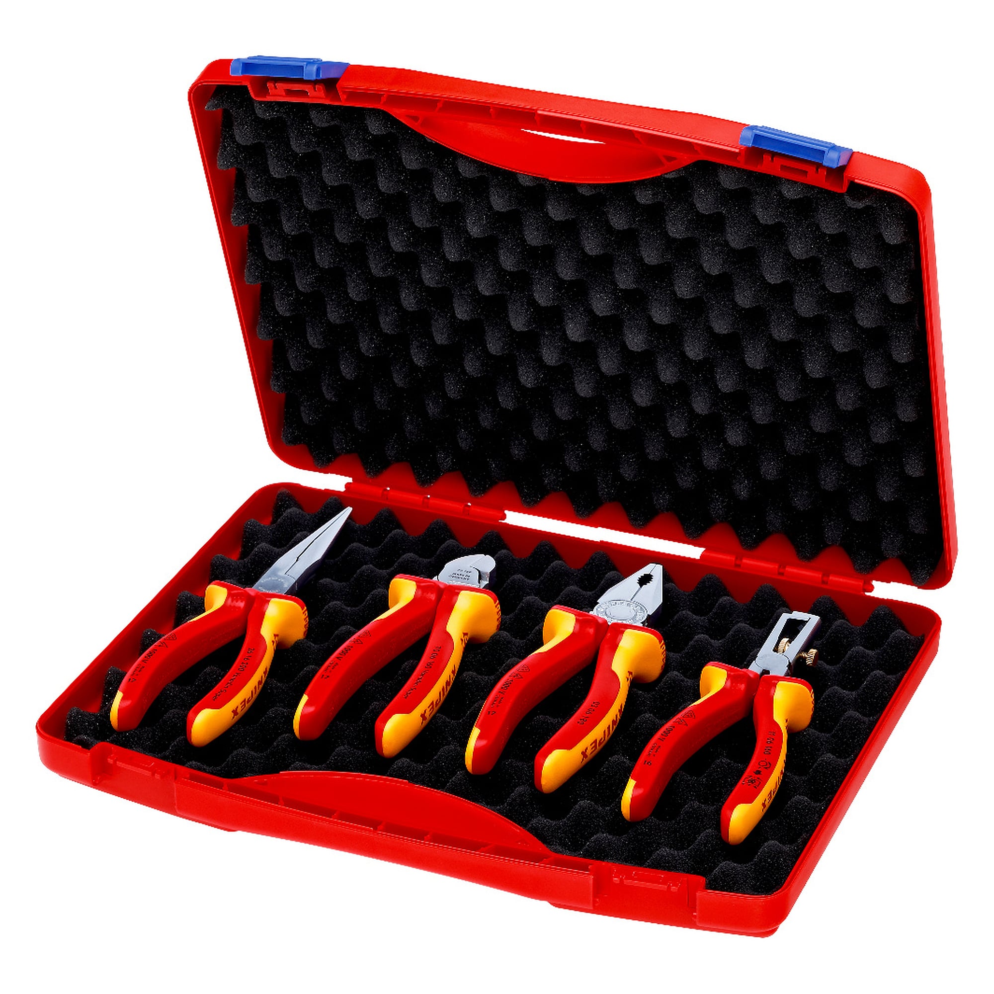 Werkzeug-Box RED Elektro Set 1, 4-teilig, VDE-Zangen 1000 V im Koffer 340 x 56 x 275 mm