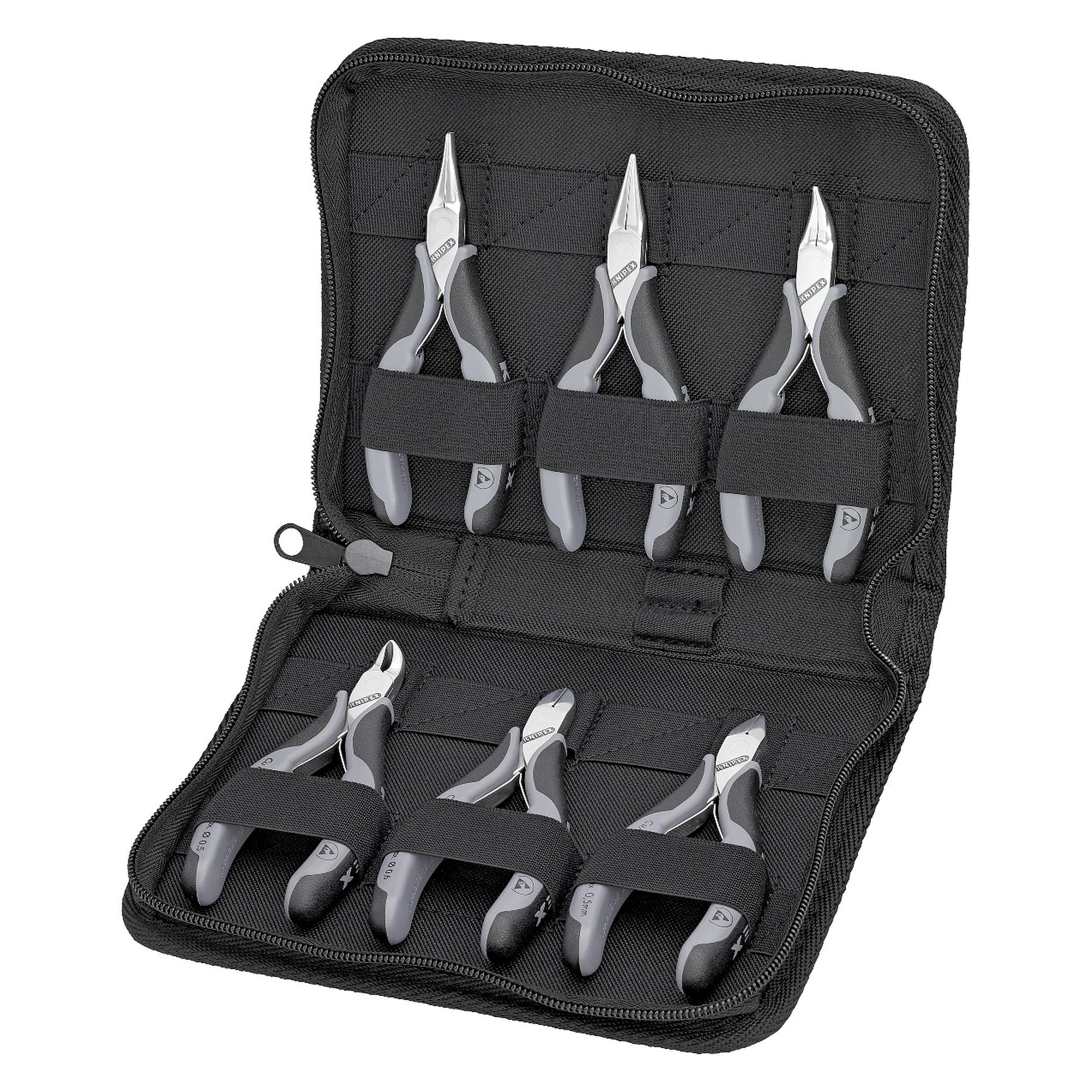 Electronics pliers set ESD, 6 pieces, in a zipped polyester case, 215 mm