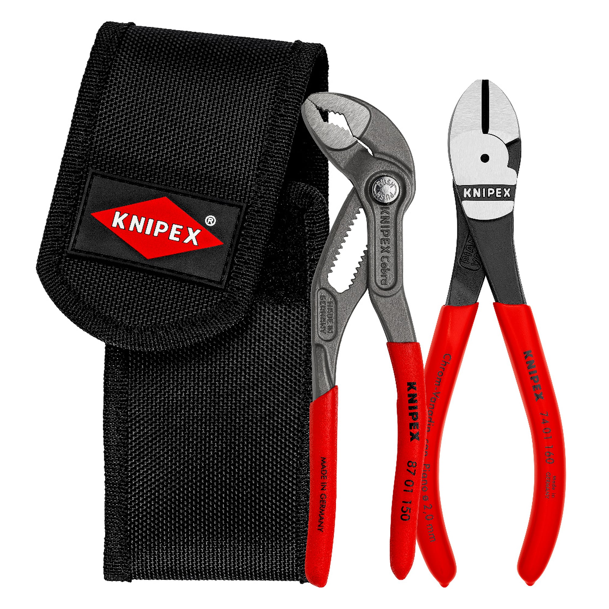 Jeu de mini-pinces 2 pièces en pochette de ceinture avec 87 01 150 et 74 01 160, 160 mm