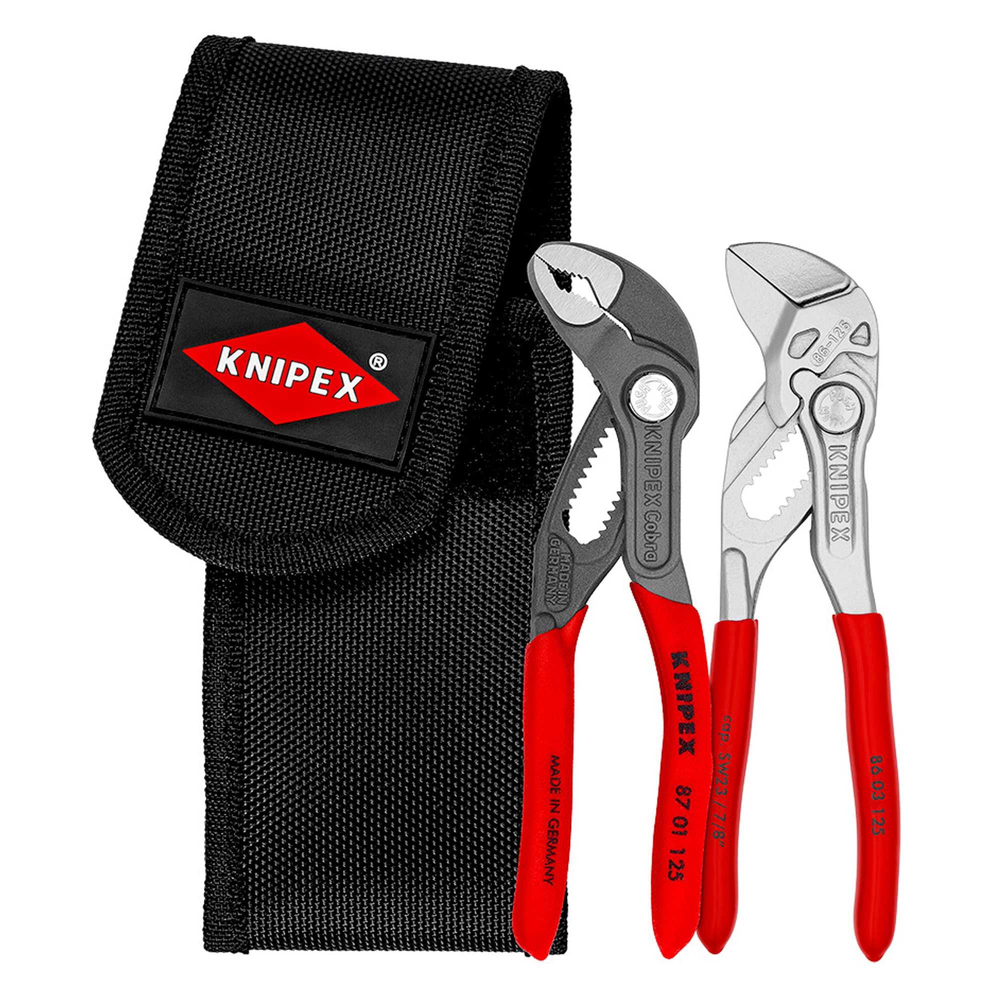 Jeu de mini-pinces 2 pièces, pince-clé XS et Cobra XS en pochette de ceinture, 160 mm