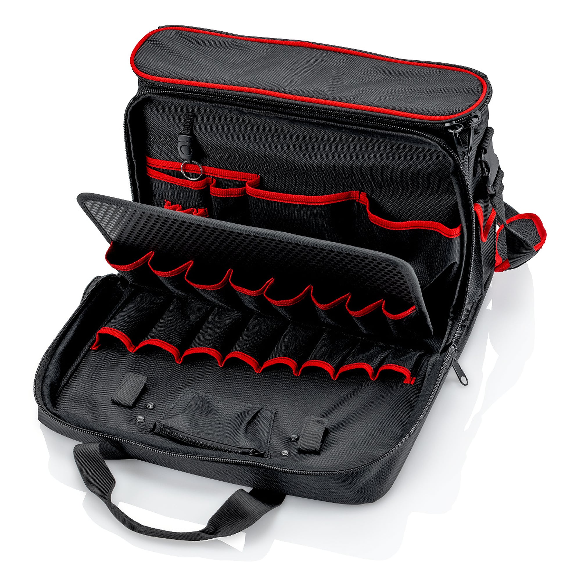 Werkzeugtasche Service, leer, Laptopfach bis 19 Zoll, 47 Steckmöglichkeiten