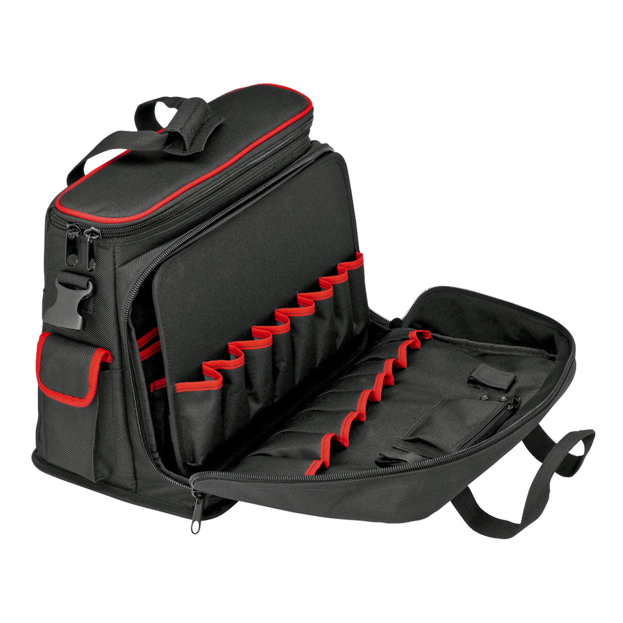 Werkzeugtasche Service, leer, Laptopfach bis 19 Zoll, 47 Steckmöglichkeiten