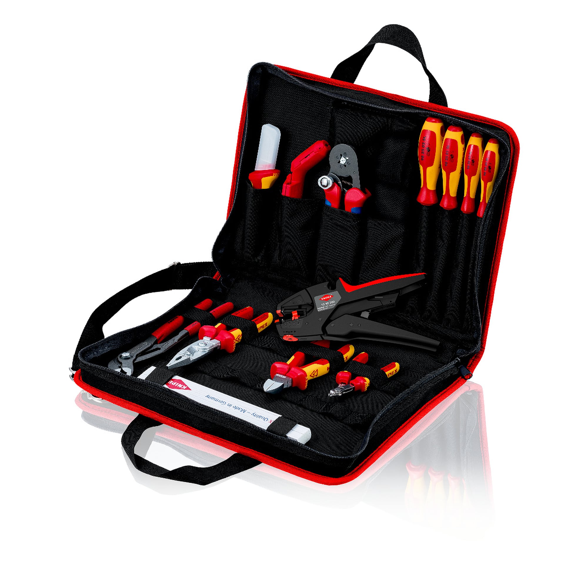 Werkzeugtasche "Kompakt" Elektro, 14-teilig, 15 Steckmöglichkeiten, 410 x 60 x 290 mm