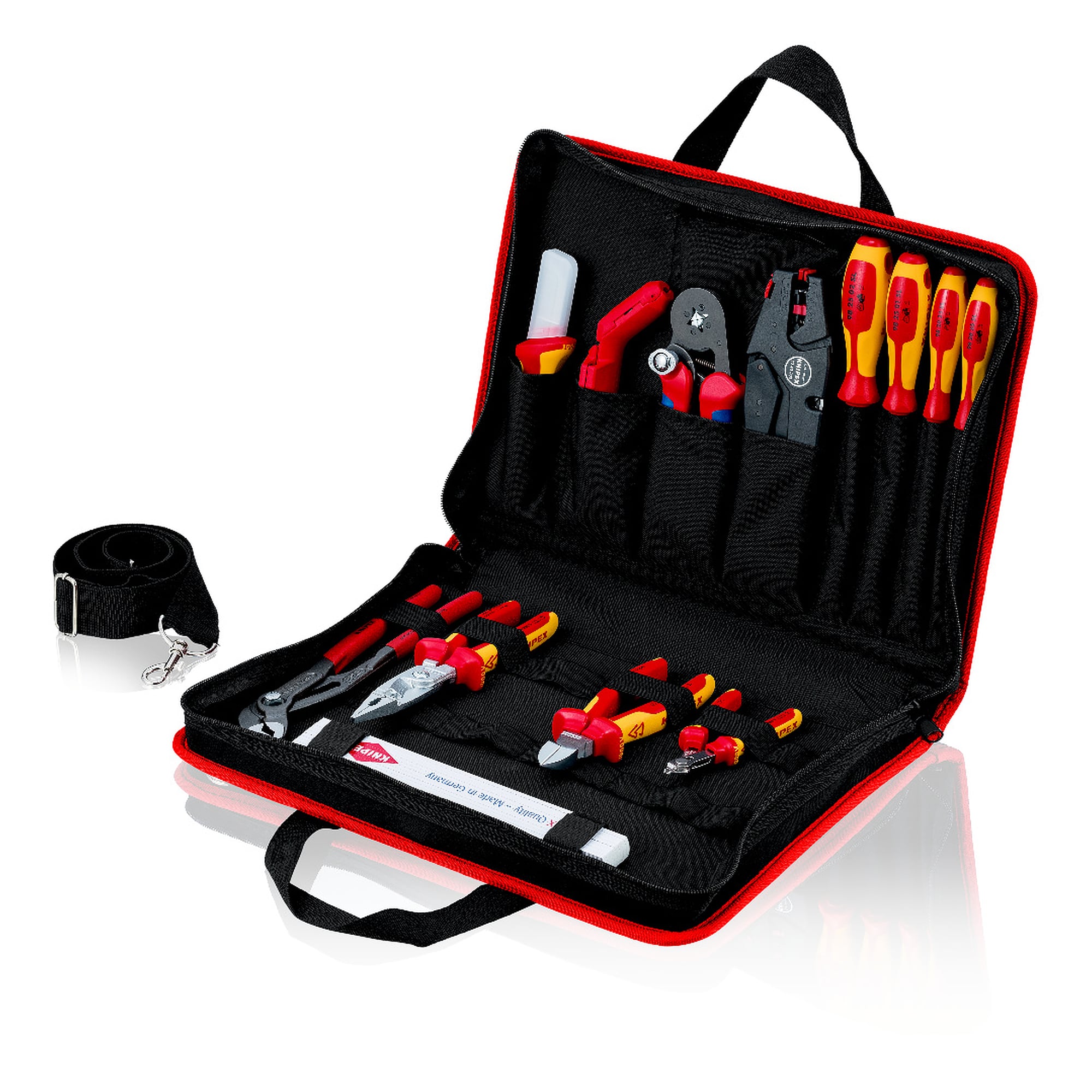 Werkzeugtasche "Kompakt" Elektro, 14-teilig, 15 Steckmöglichkeiten, 410 x 60 x 290 mm