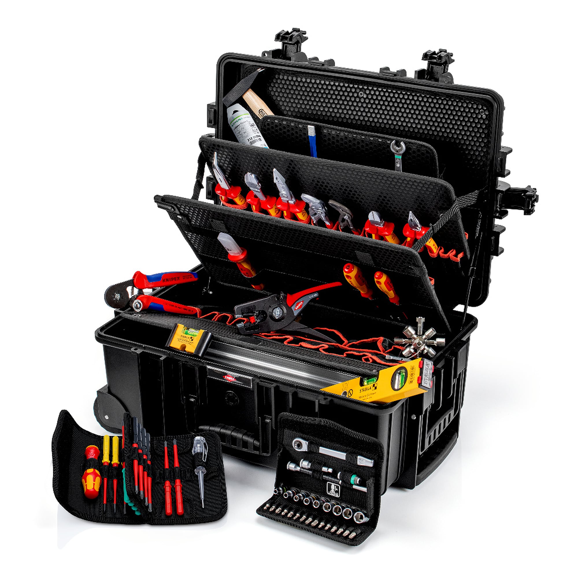 Mallette à outils "Robust45 Move" Électro, 66 pièces, roues et poignée télescopique, 45 litres