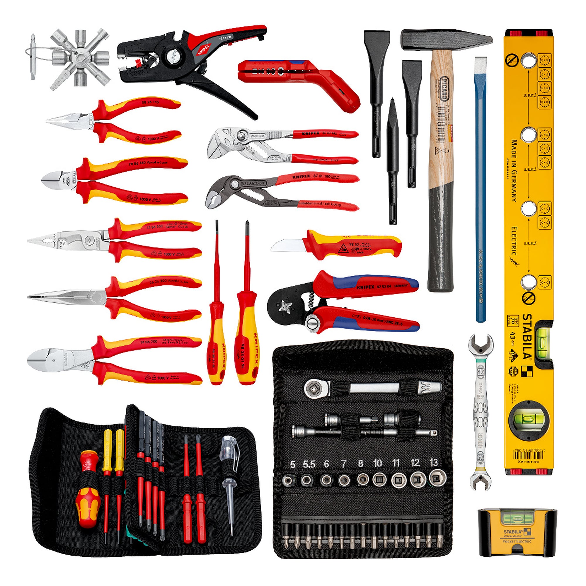 Mallette à outils "Robust45 Move" Électro, 66 pièces, roues et poignée télescopique, 45 litres