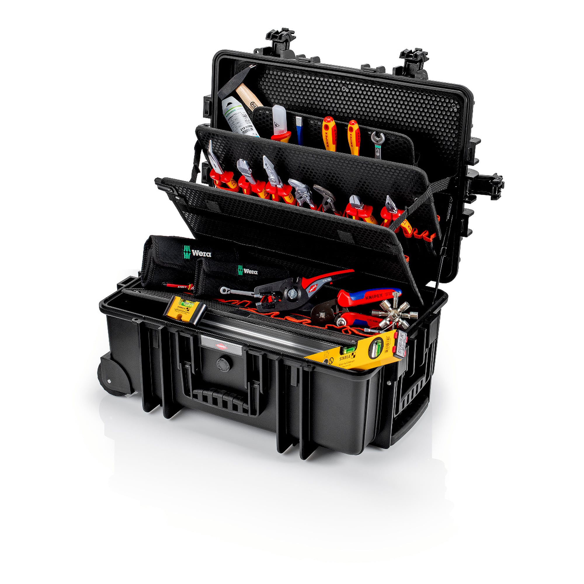 Mallette à outils "Robust45 Move" Électro, 66 pièces, roues et poignée télescopique, 45 litres