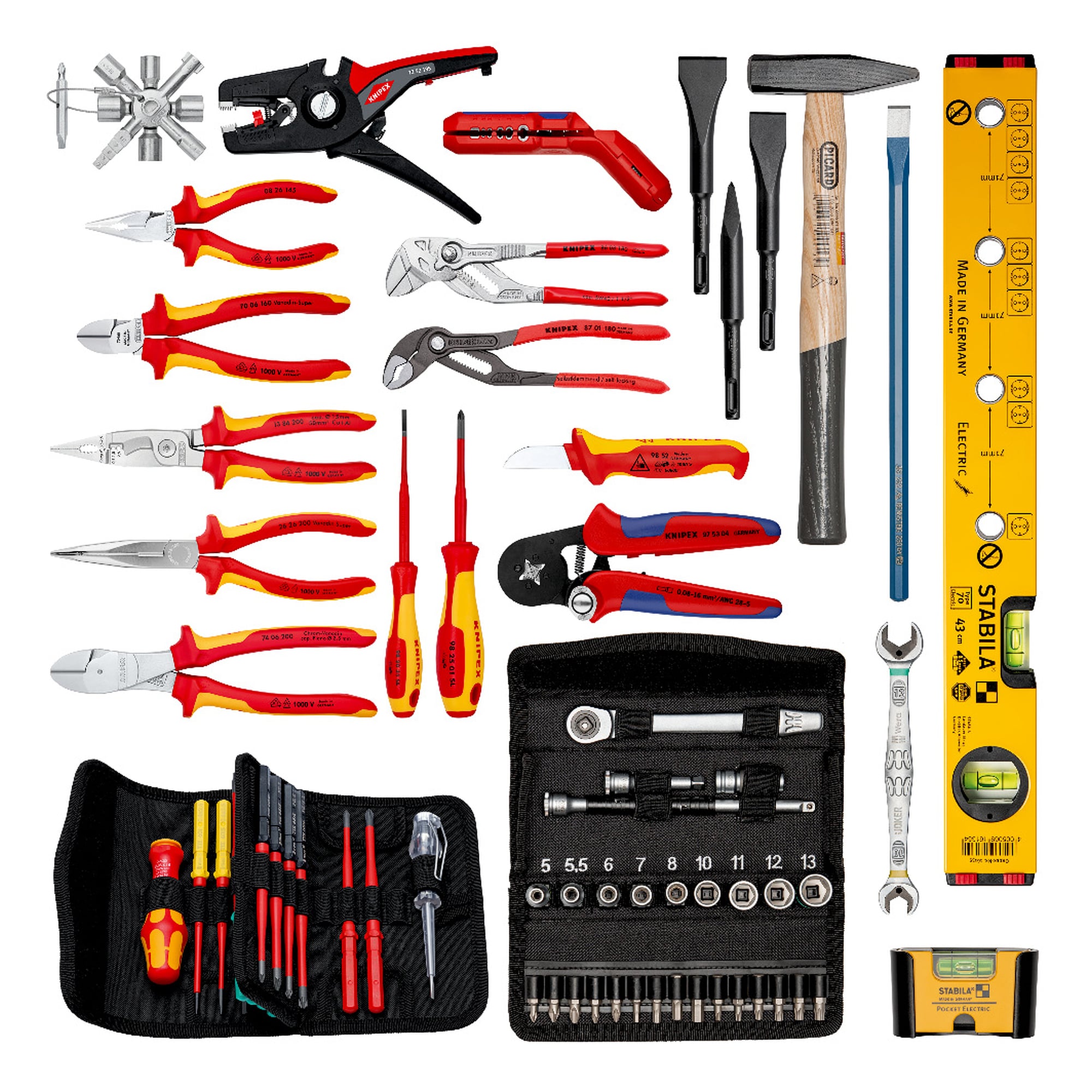 Tool case BIG Twin electric, 66 pieces, 14 KNIPEX tools, 38 litre volume