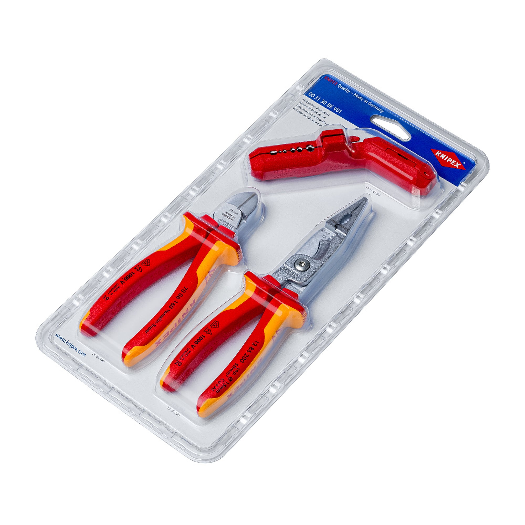 Elektro-Installationsset 3-teilig mit ErgoStrip, Installationszange und Seitenschneider