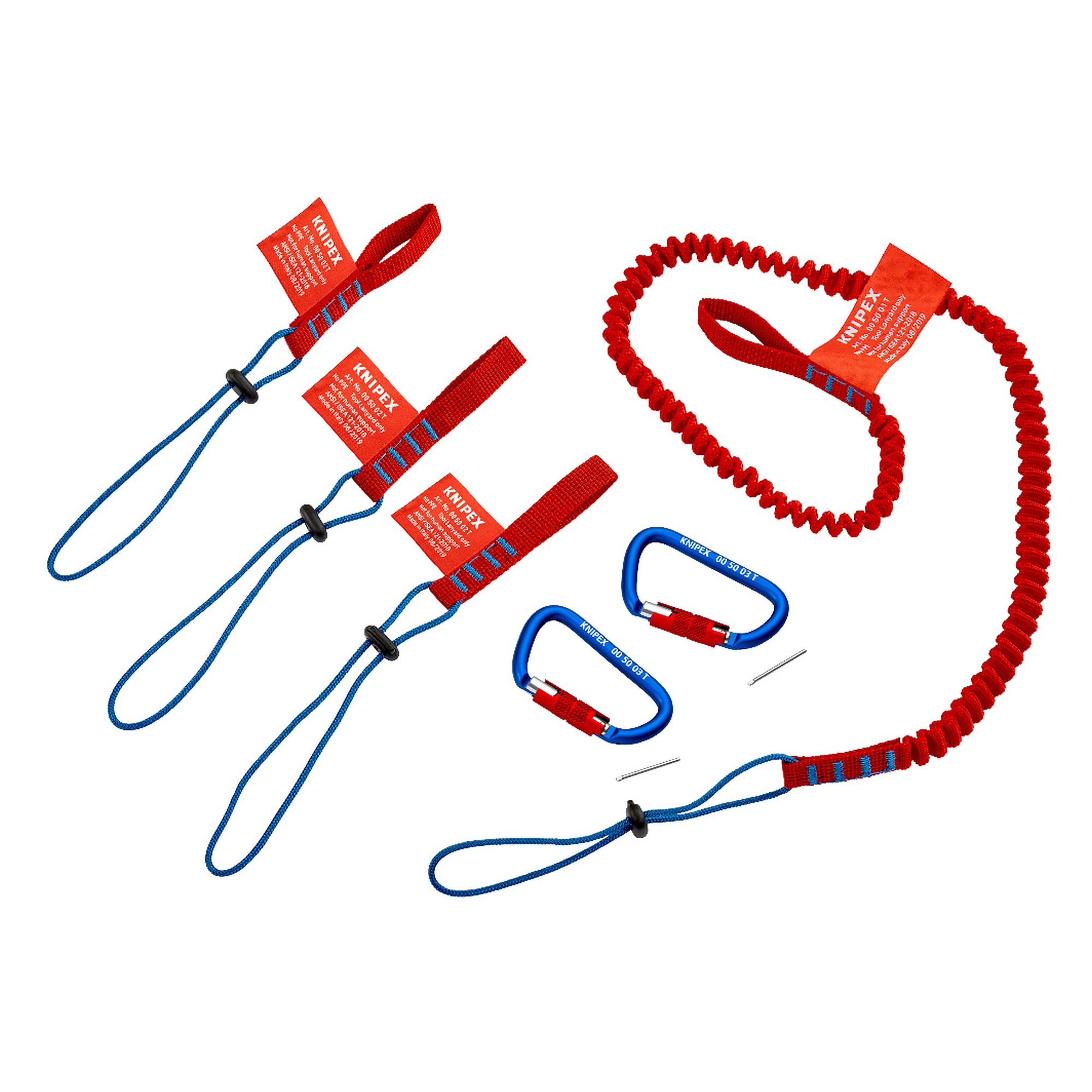 Tethering system set of 6 with lanyard, 3 adapter straps and 2 carabiners, up to 1.5 kg