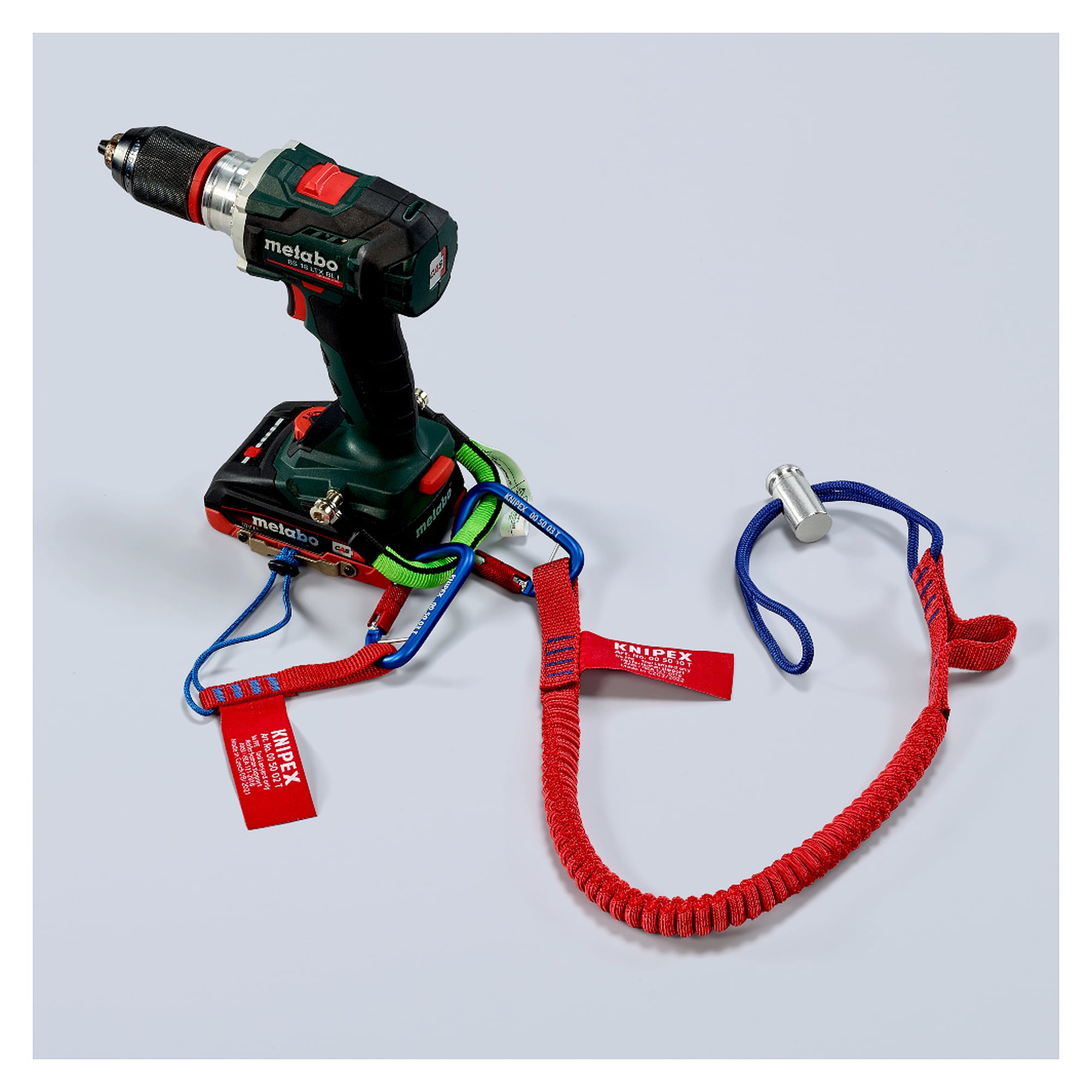 Longe avec mousqueton de matériel fixe pour outils jusqu'à 6 kg, environ 90 cm