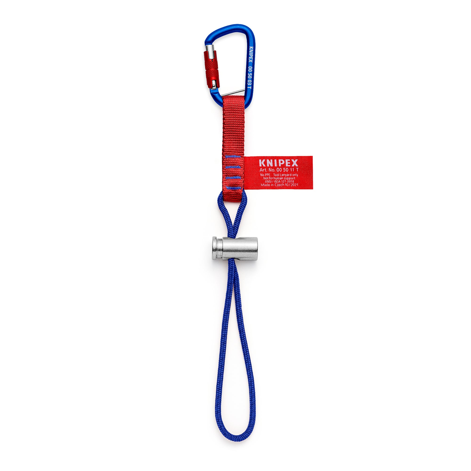 Adapterschlaufe mit fixiertem Materialkarabiner für Werkzeuge bis 6 kg, 186 mm