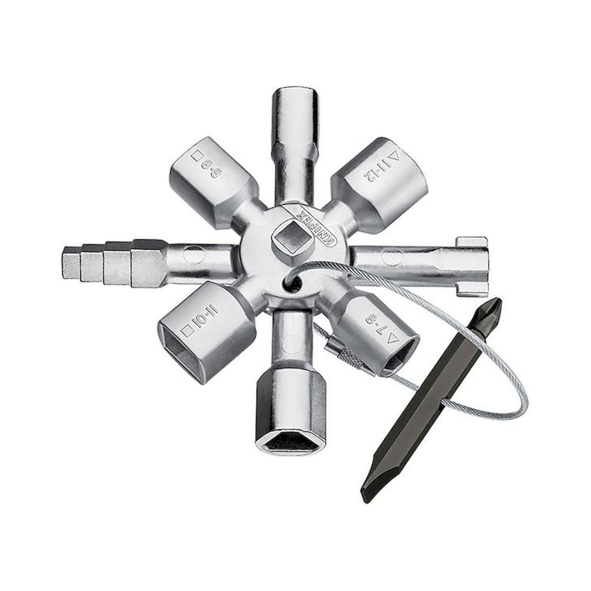 Knipex 00 11 01. Clé universelle TwinKey pour armoires courantes et système de blocage