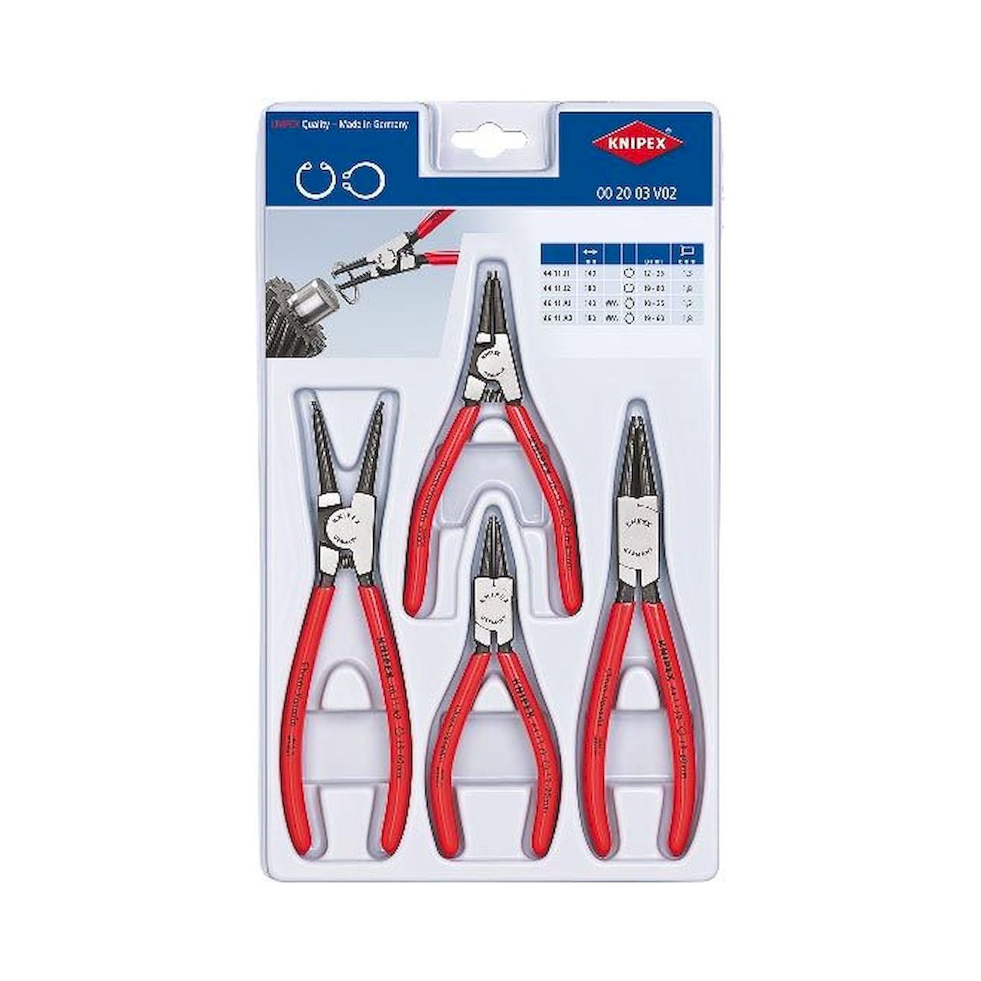 Knipex 00 20 03 V02. Sicherungsringzangen-Set, 4-teilig