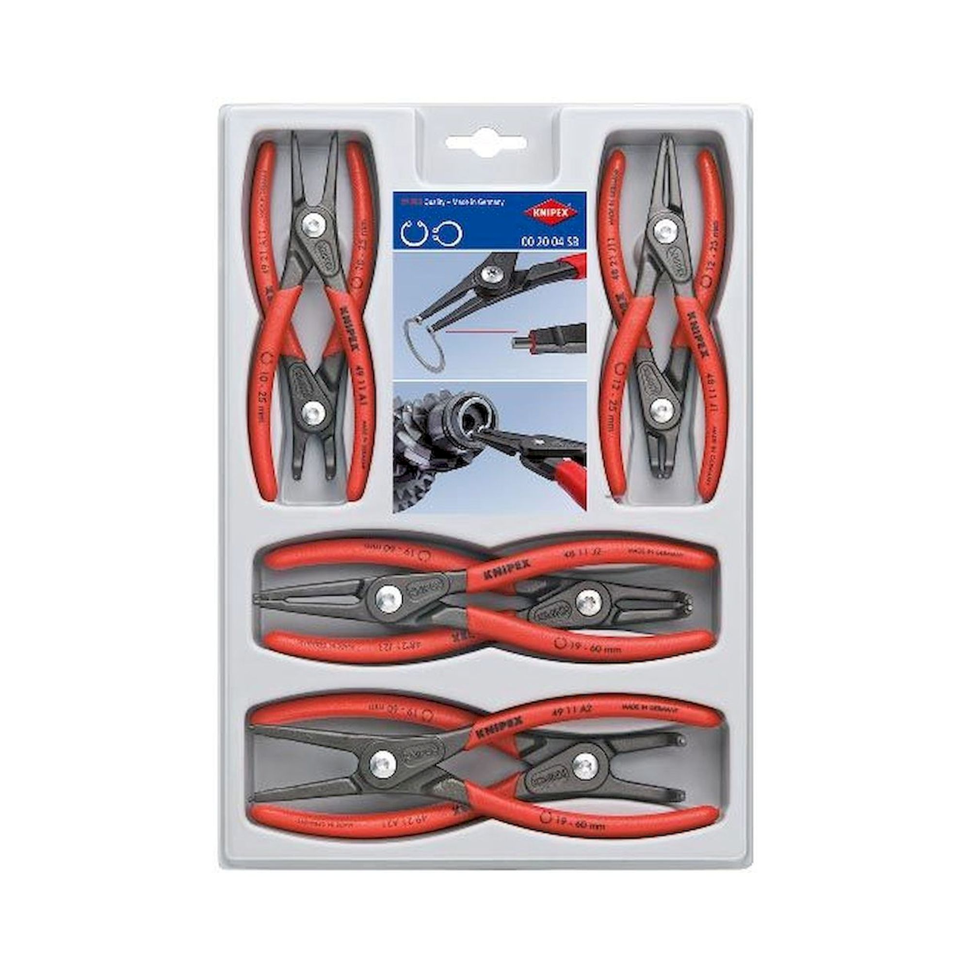 Knipex 00 20 04 SB. Präzisions-Sicherungsringzangen-Set, 8-teilig, SB Verpackung