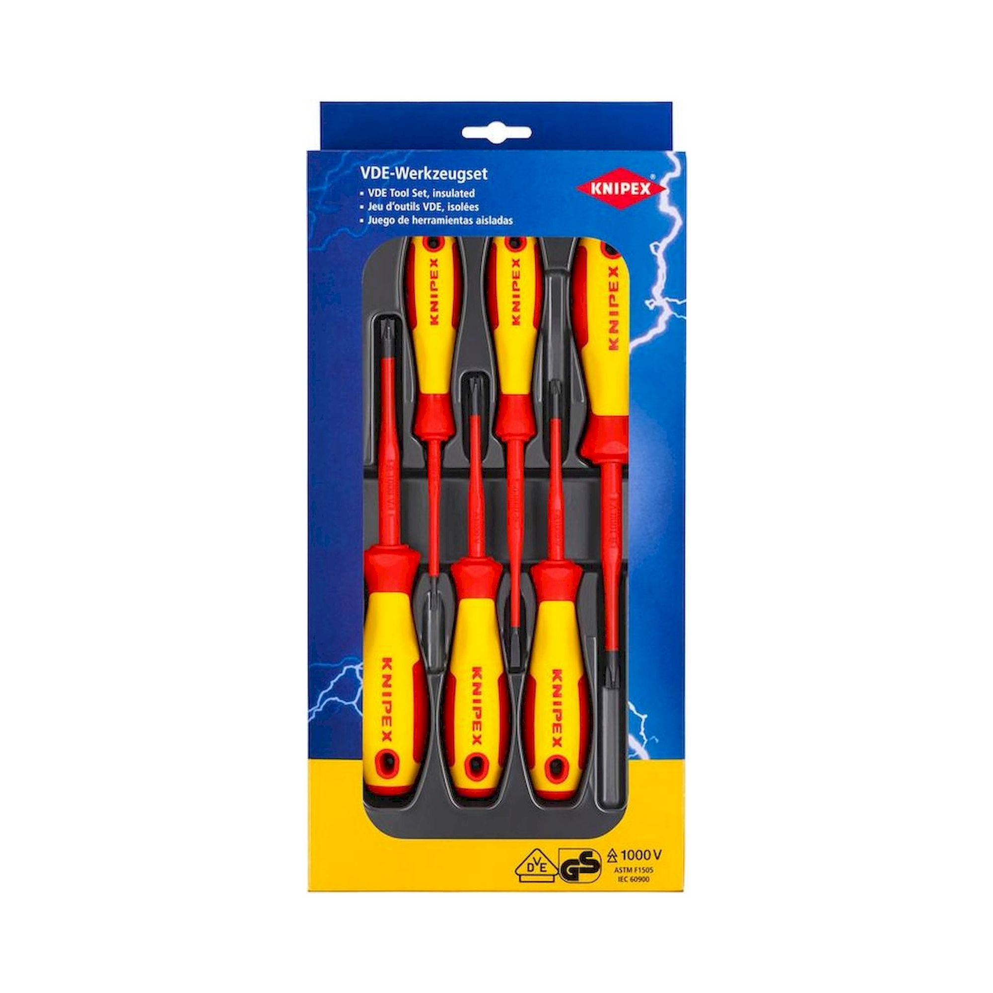 Knipex 00 20 12 V05. VDE Schraubendreher-Paket PlusMinus/Schlitz, 6-teilig