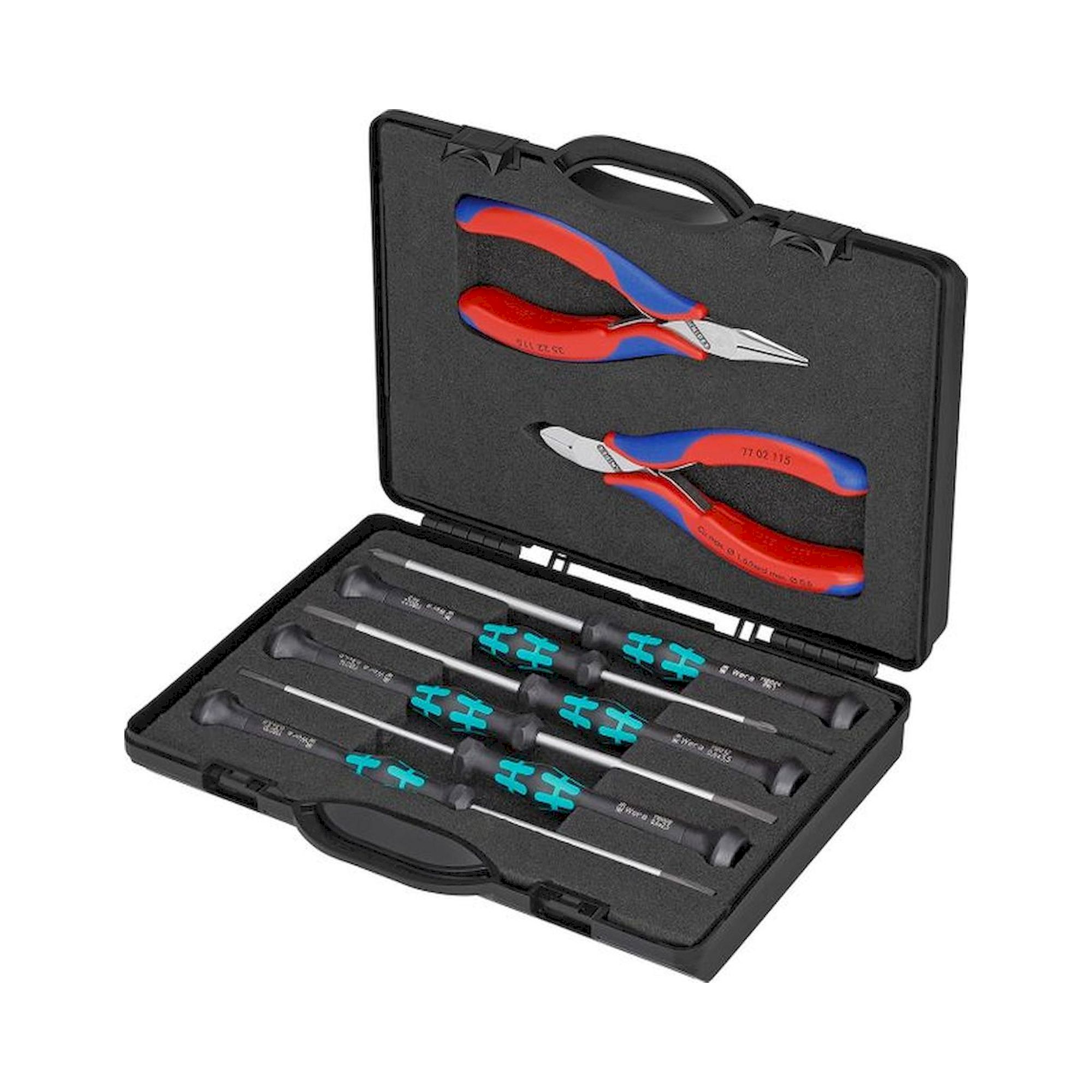 Knipex 00 20 18. Elektronikzangen-Set "Elektronik-Box", 8-teilig, mit Werkzeugen für Arbeiten an elektronischen Bauteilen