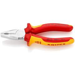 Knipex 01 06 190. Combination pliers chrome-vanadium, chrome-plated, insulated 190 mm