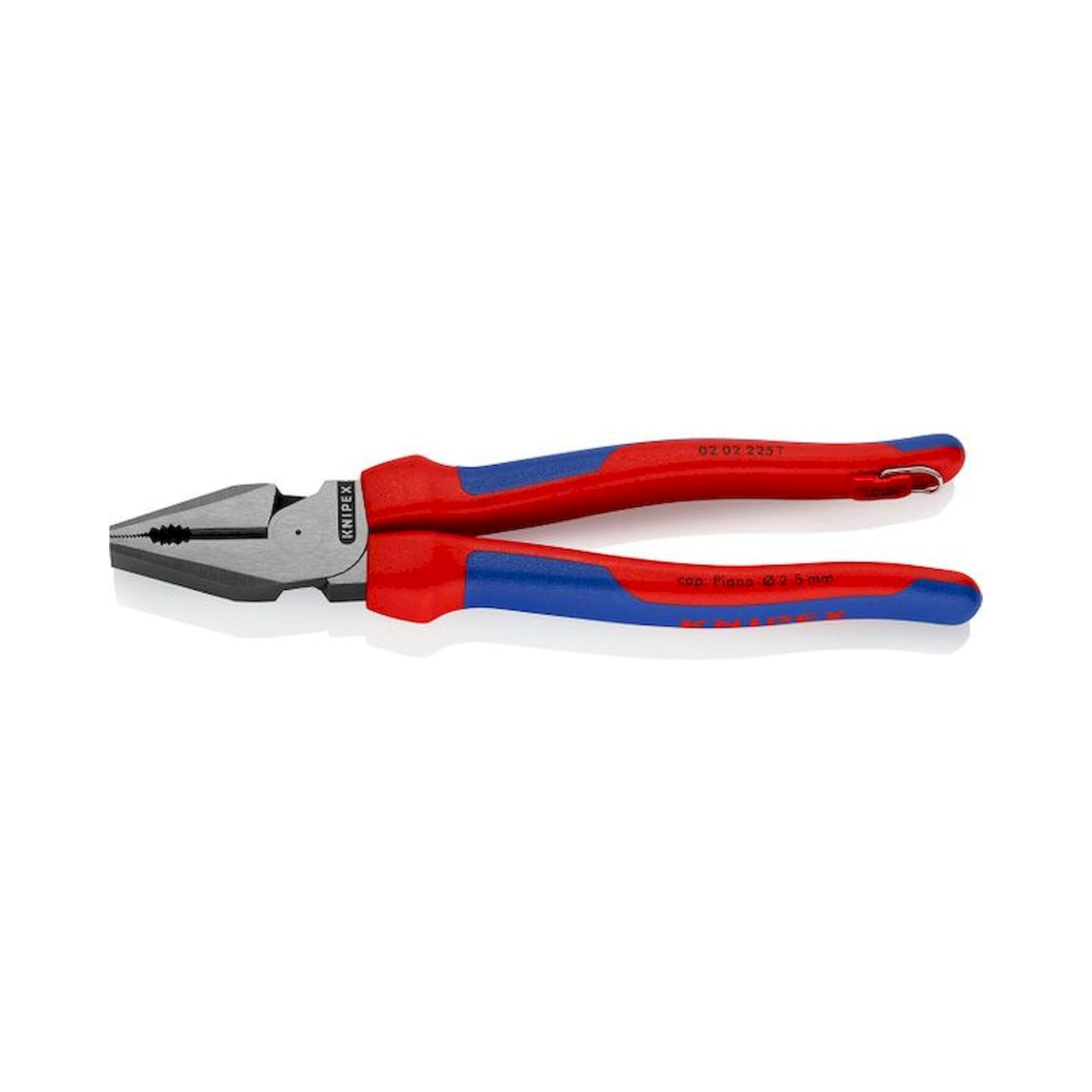 Knipex 02 02 225 T. Kraft-Kombizange, schwarz atramentiert, Befestigungsöse, 225 mm