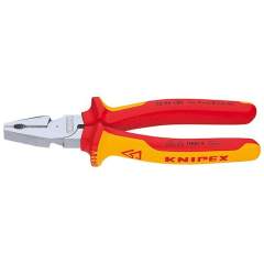 Knipex 02 06 180. Power combination pliers, chrome-plated, insulated 180 mm