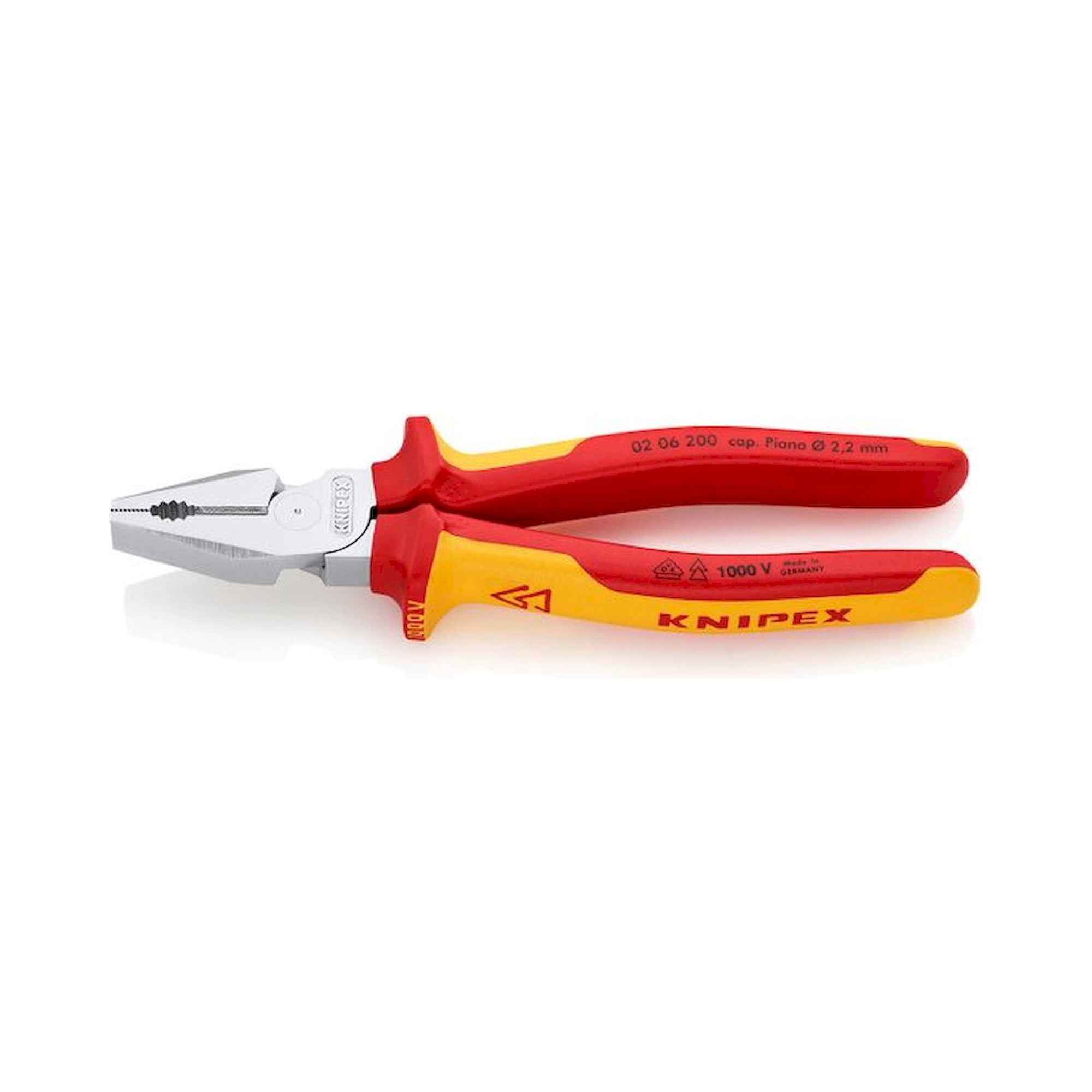 Knipex 02 06 200. Kraft-Kombizange, verchromt, isoliert 200 mm
