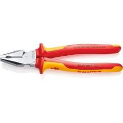 Knipex 02 06 225. Power combination pliers, chrome-plated, insulated 225 mm
