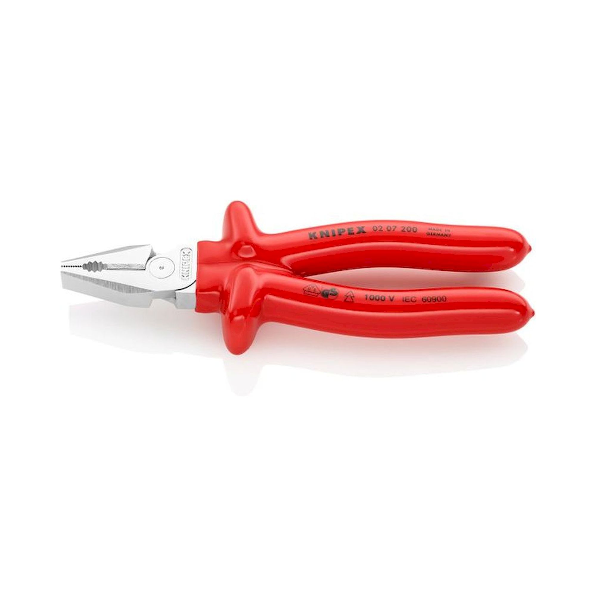 Knipex 02 07 200. Kraft-Kombizange, verchromt, tauchisoliert, 200 mm