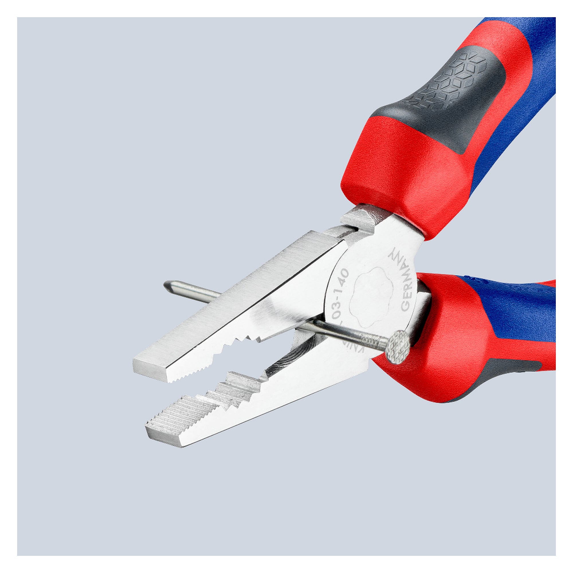Kombizange verchromt mit Comfort-Griffen, Schneiden 60 HRC, 140 mm