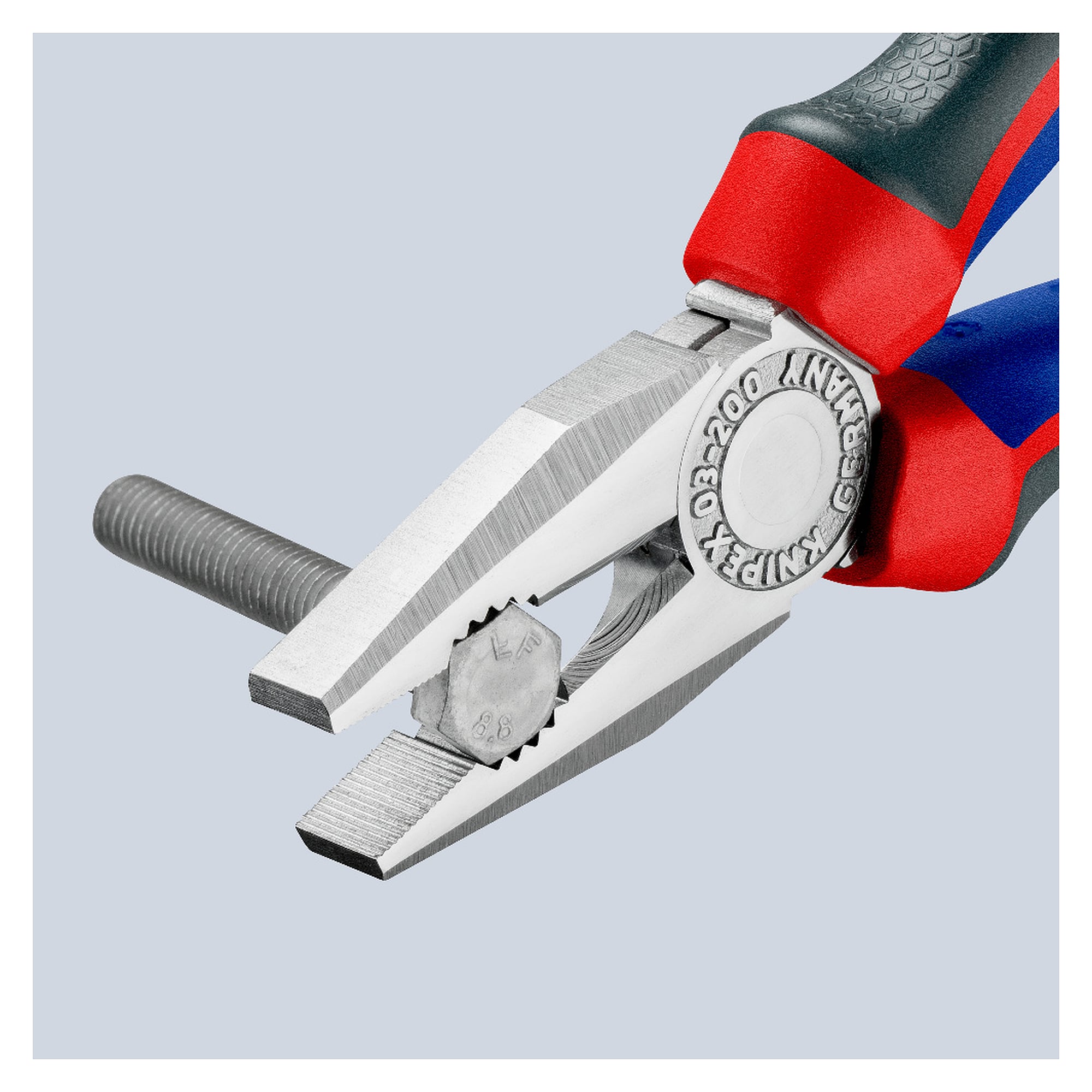 Kombizange verchromt mit Comfort-Griffen, harter Draht bis Ø 2,5 mm, 200 mm