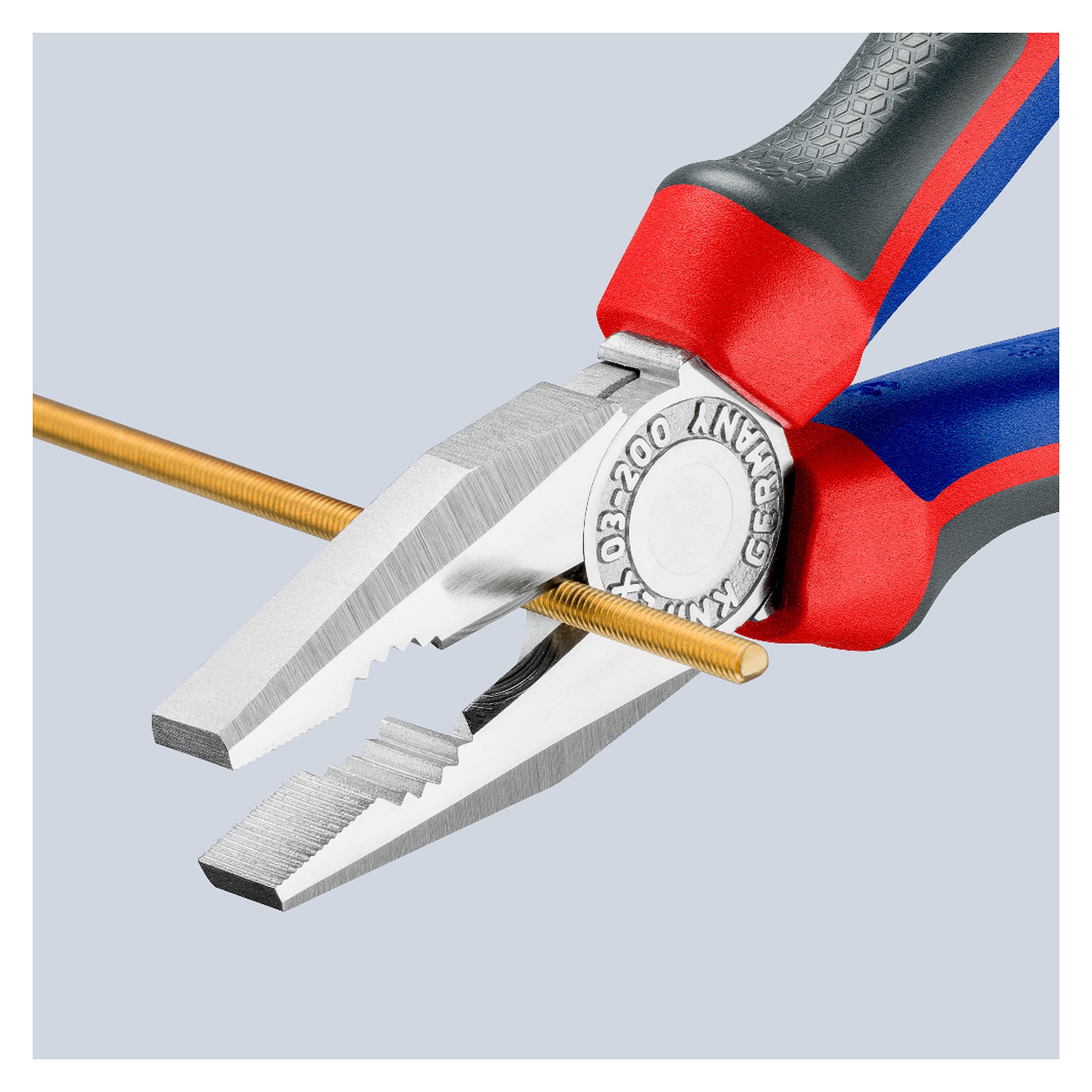 Kombizange verchromt mit Comfort-Griffen, harter Draht bis Ø 2,5 mm, 200 mm