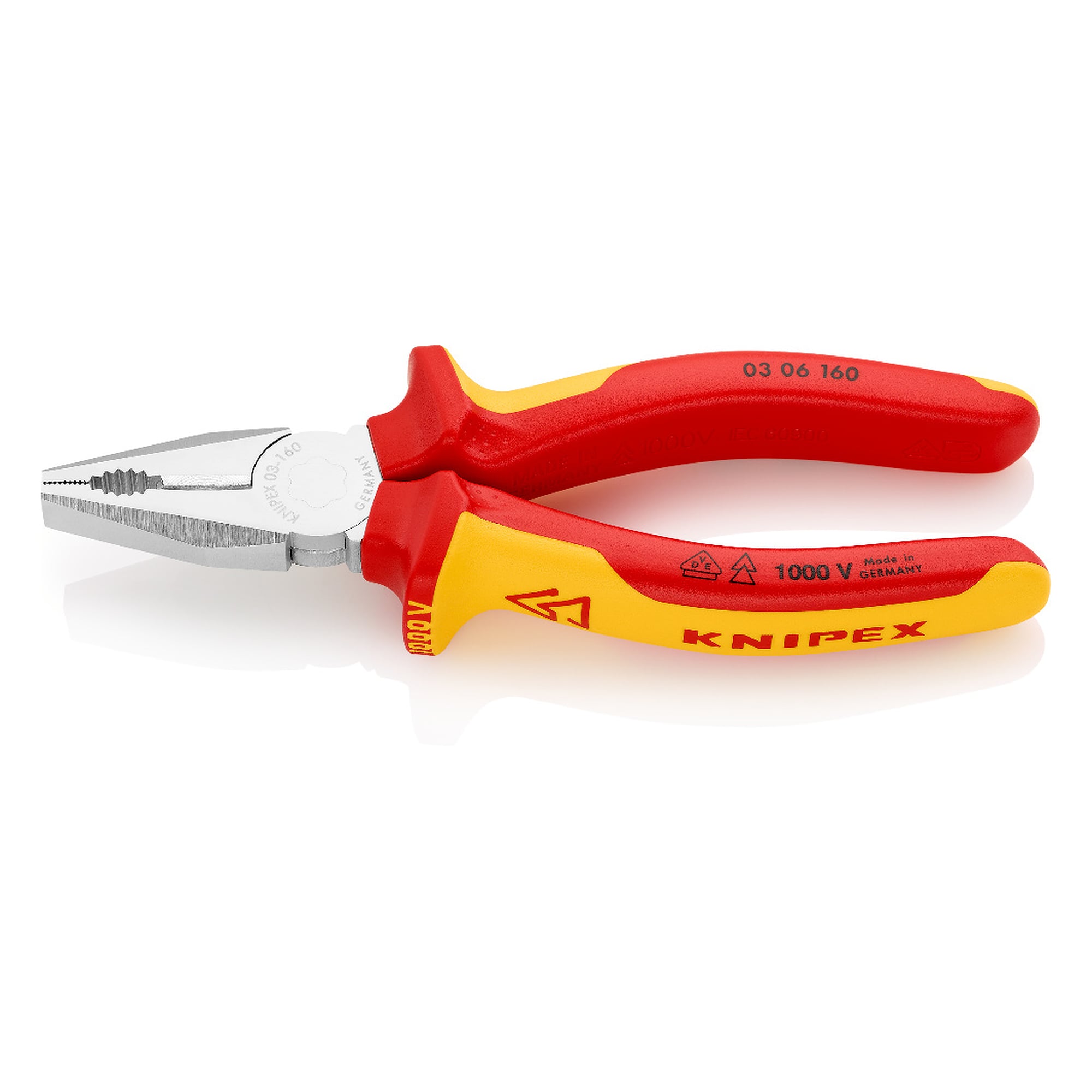 Pince universelle isolée VDE selon IEC 60900, fil dur jusqu'à Ø 2,0 mm, 160 mm