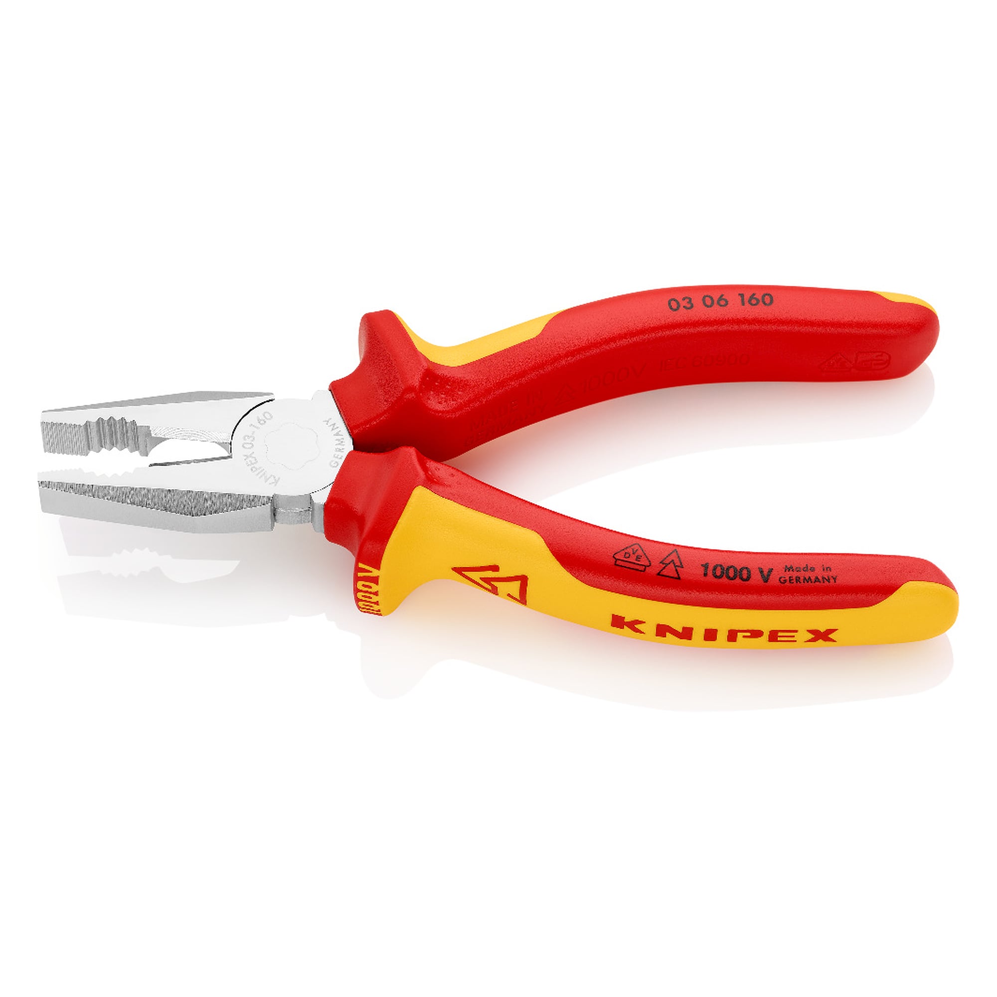 Pince universelle isolée VDE selon IEC 60900, fil dur jusqu'à Ø 2,0 mm, 160 mm
