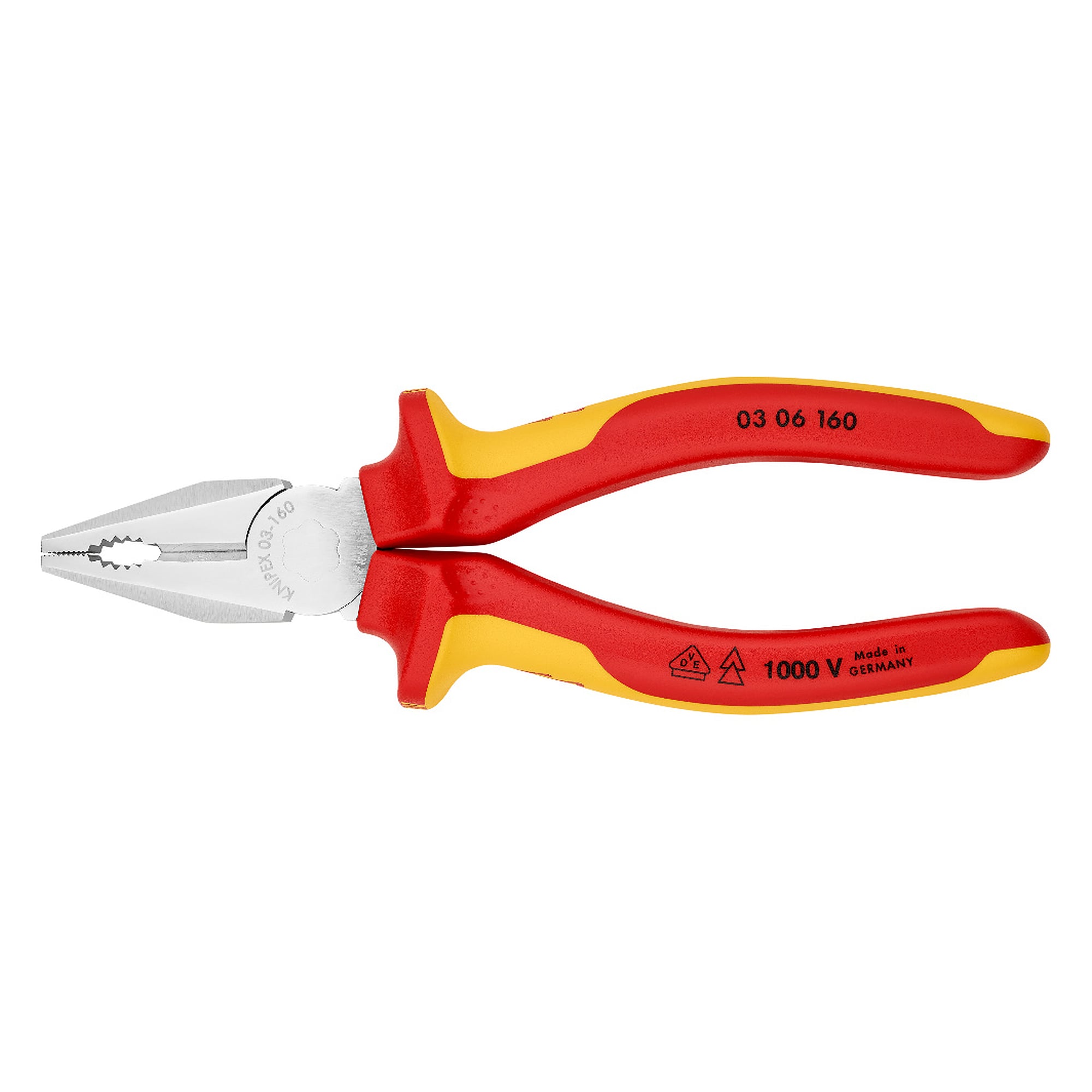 Pince universelle isolée VDE selon IEC 60900, fil dur jusqu'à Ø 2,0 mm, 160 mm