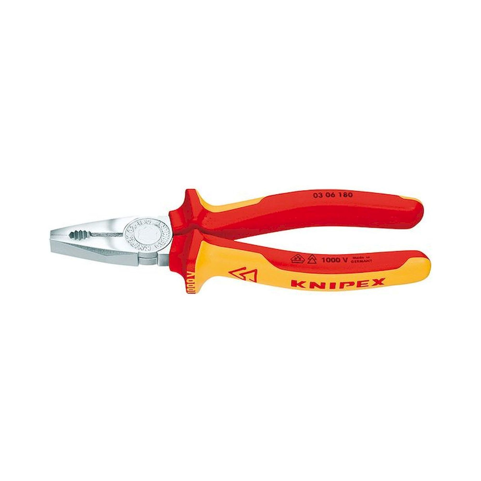 Knipex 03 06 180. Combination pliers, chrome-plated, insulated 180 mm