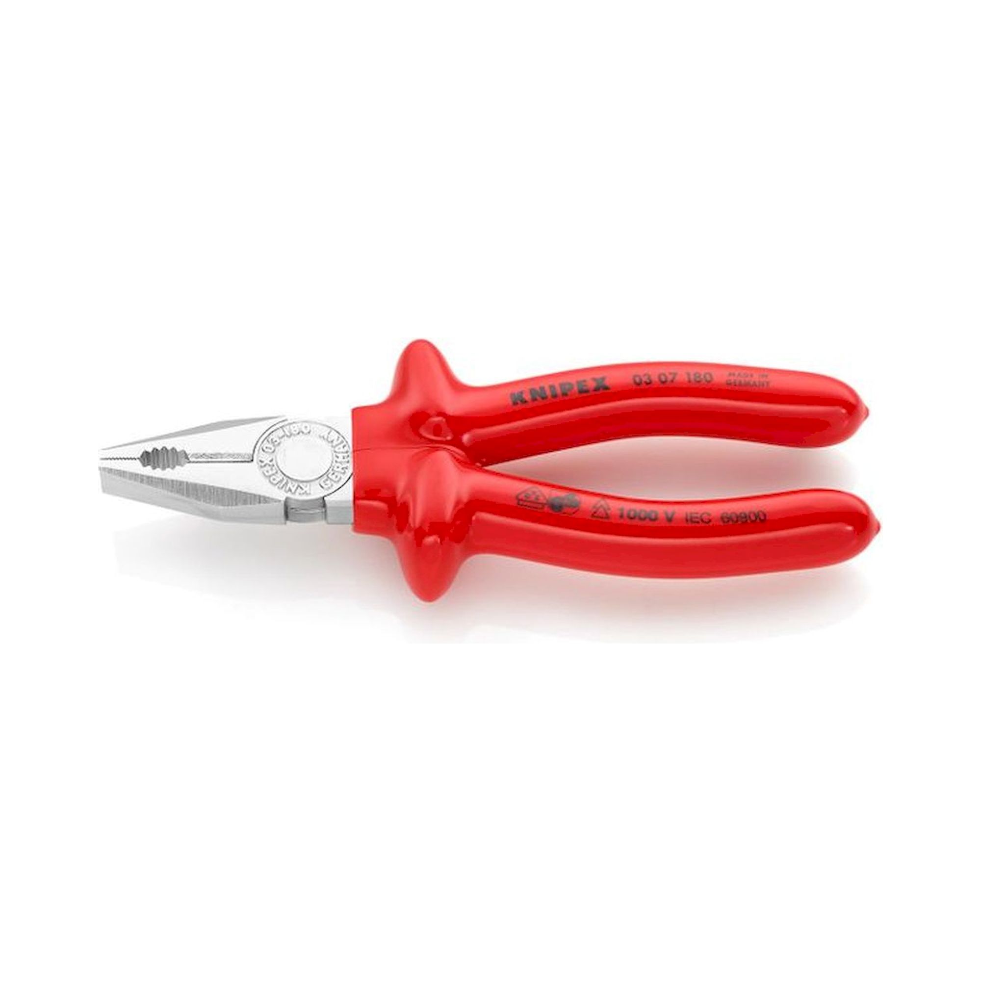 Knipex 03 07 180. Combination pliers, chrome-plated, dip-insulated, VDE-tested, 180 mm