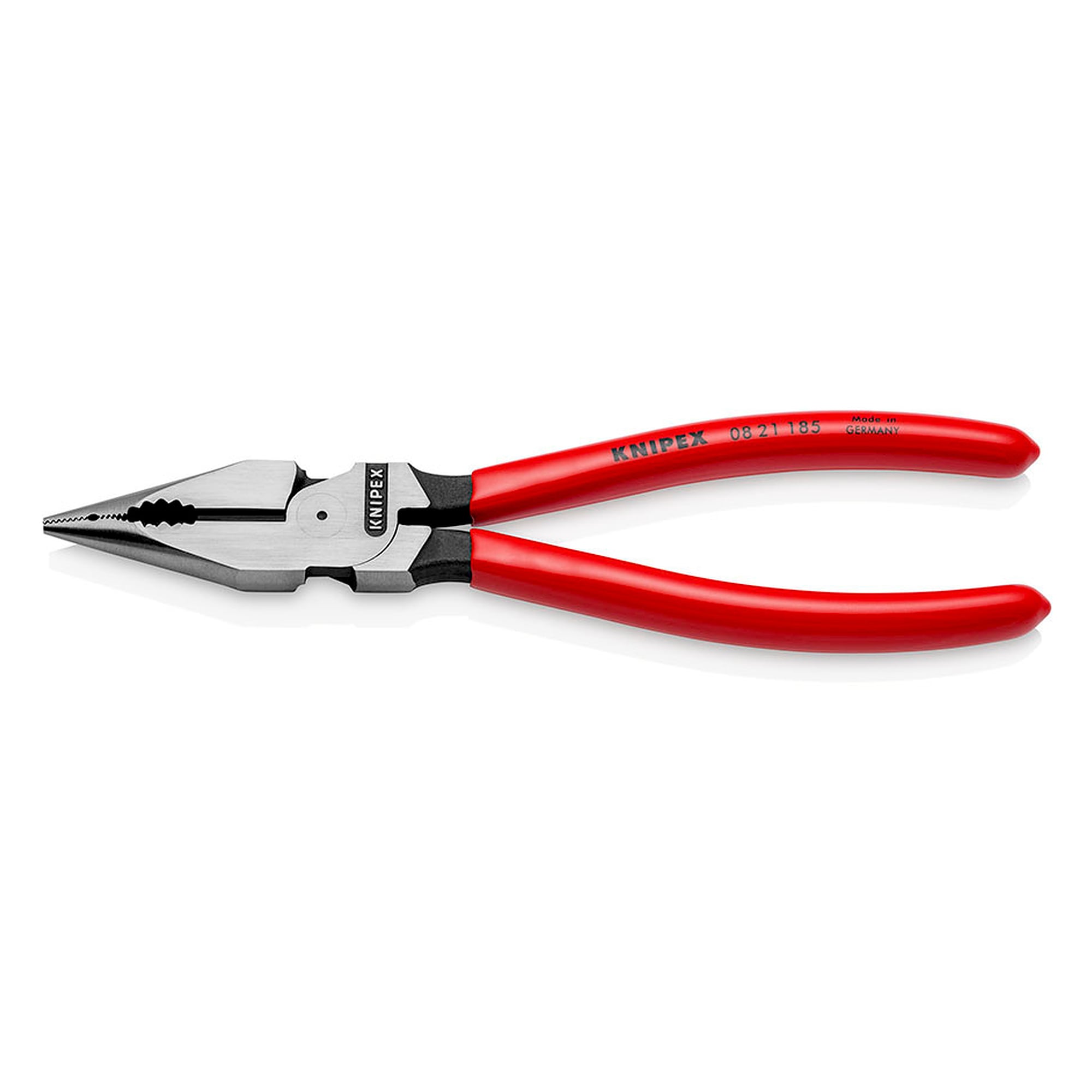 Spitz-Kombizange für harten Draht bis Ø 3,0 mm, schlanke Backen, 185 mm