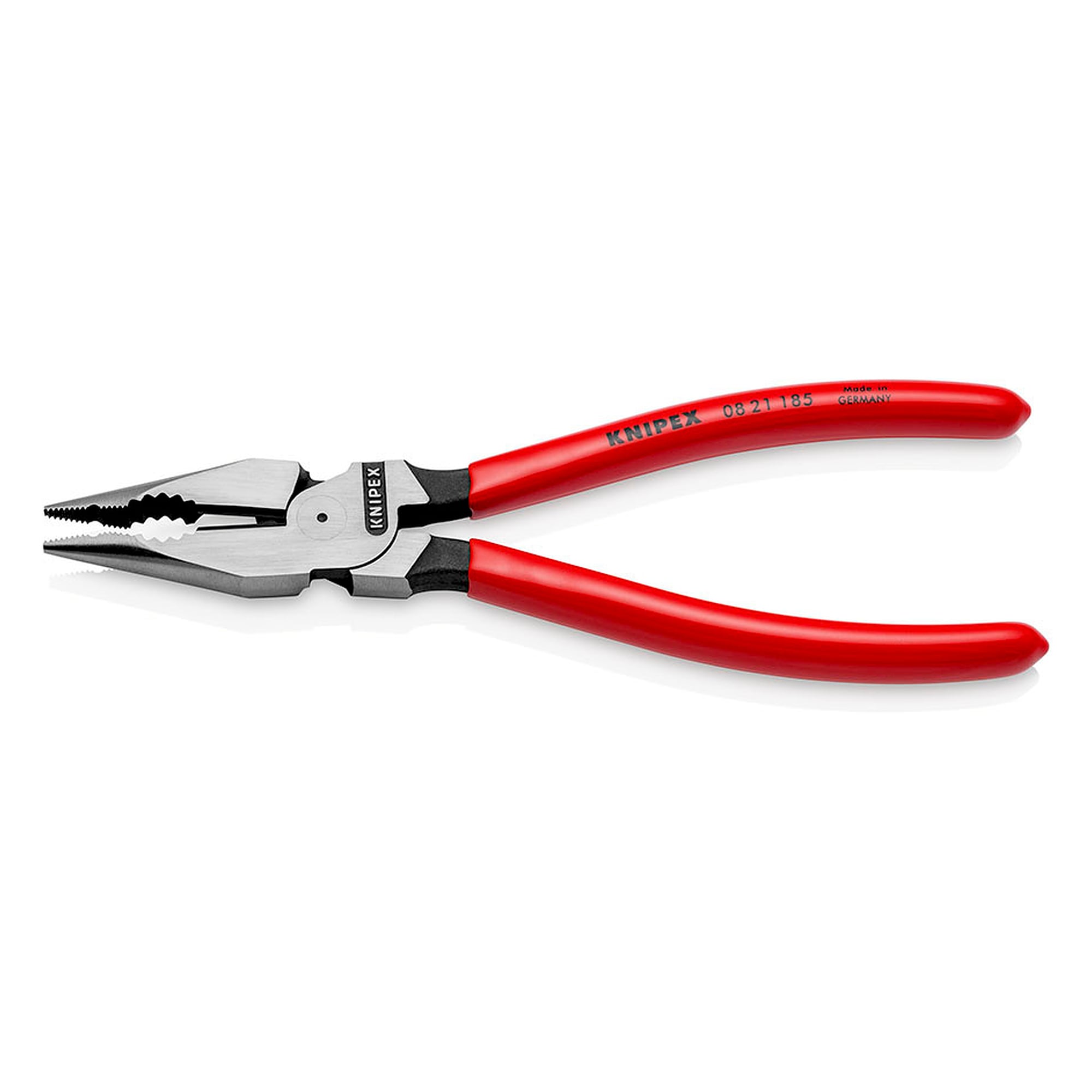 Spitz-Kombizange für harten Draht bis Ø 3,0 mm, schlanke Backen, 185 mm