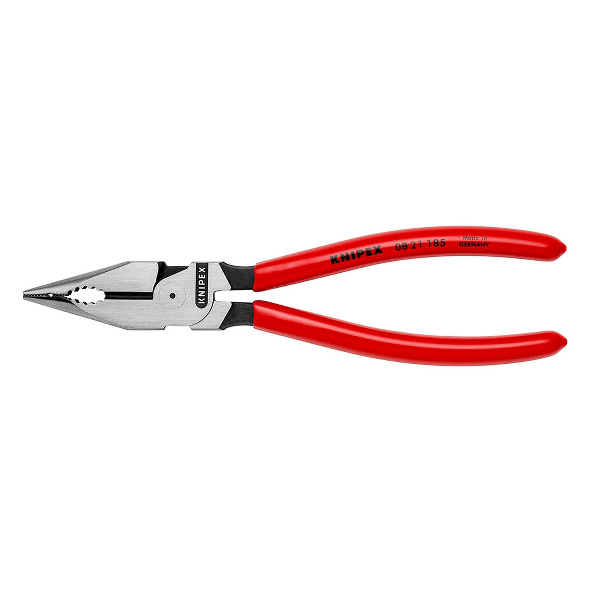 Spitz-Kombizange für harten Draht bis Ø 3,0 mm, schlanke Backen, 185 mm