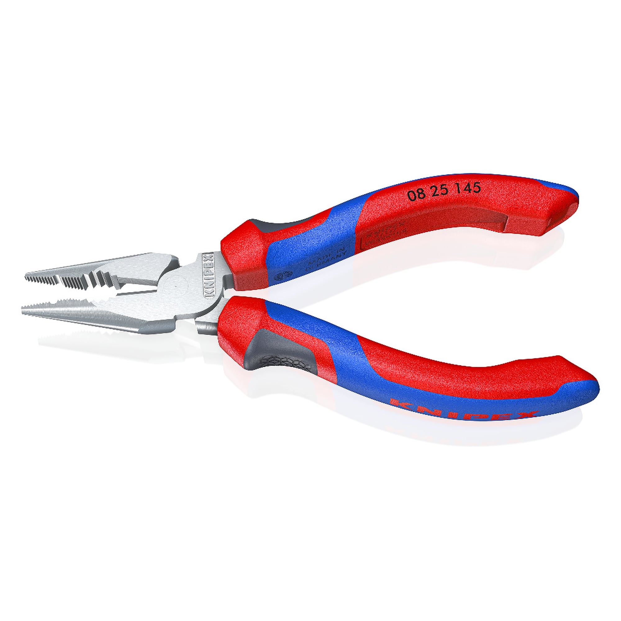 Spitz-Kombizange verchromt mit schlankem Kopf und Comfort-Griffen, 145 mm