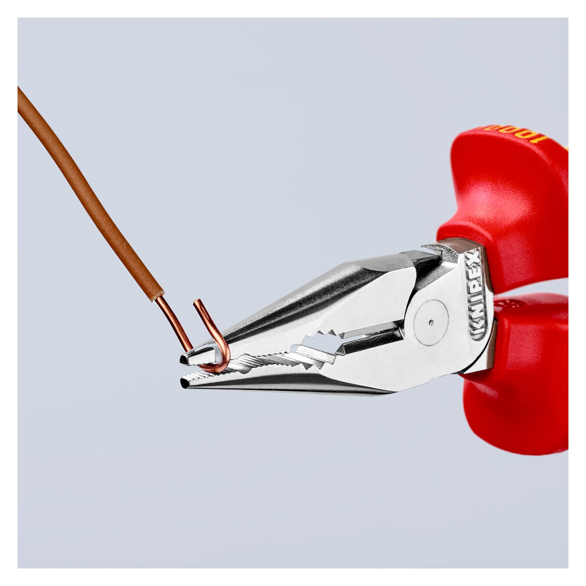 Needle-nose combination pliers, insulated VDE 1000 V, slim head, 145 mm